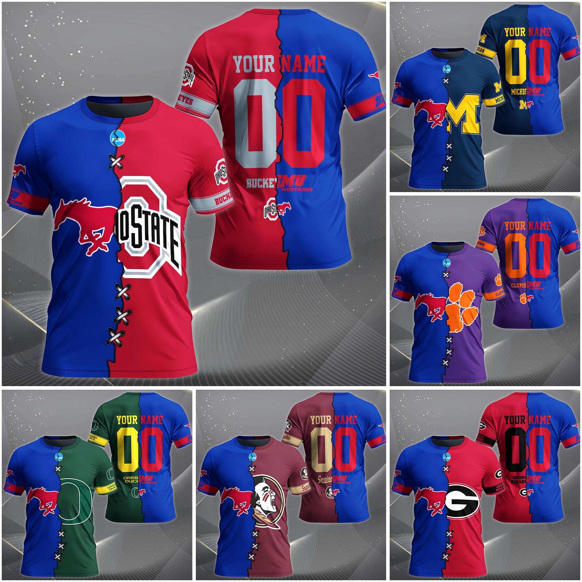 SMU Mustangs House Divided T-shirt Custom Name 2025 Version, Year And Team, Sport Shirts For Fan EHIVM-05032132A