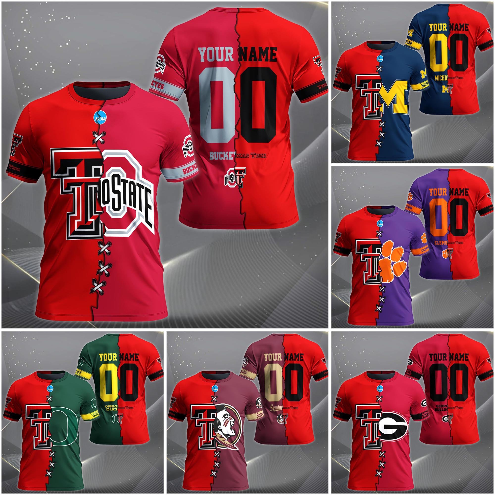 Texas Tech Red Raiders House Divided T-shirt Custom Name 2025 Version, Year And Team, Sport Shirts For Fan EHIVM-05032132A