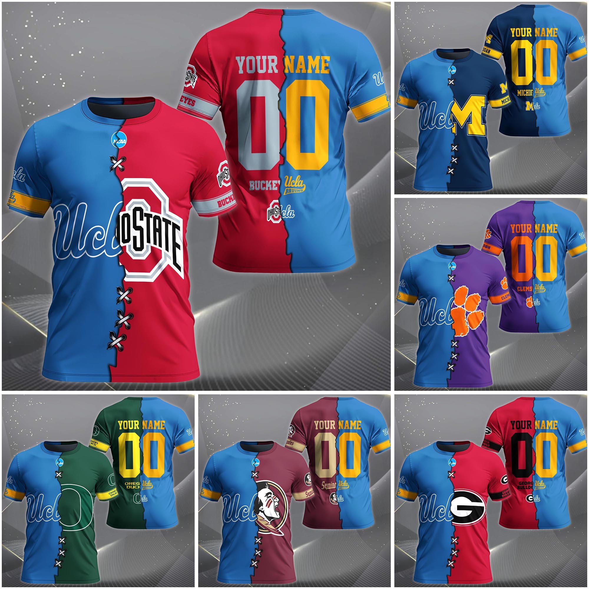 UCLA Bruins House Divided T-shirt Custom Name 2025 Version, Year And Team, Sport Shirts For Fan EHIVM-05032132A