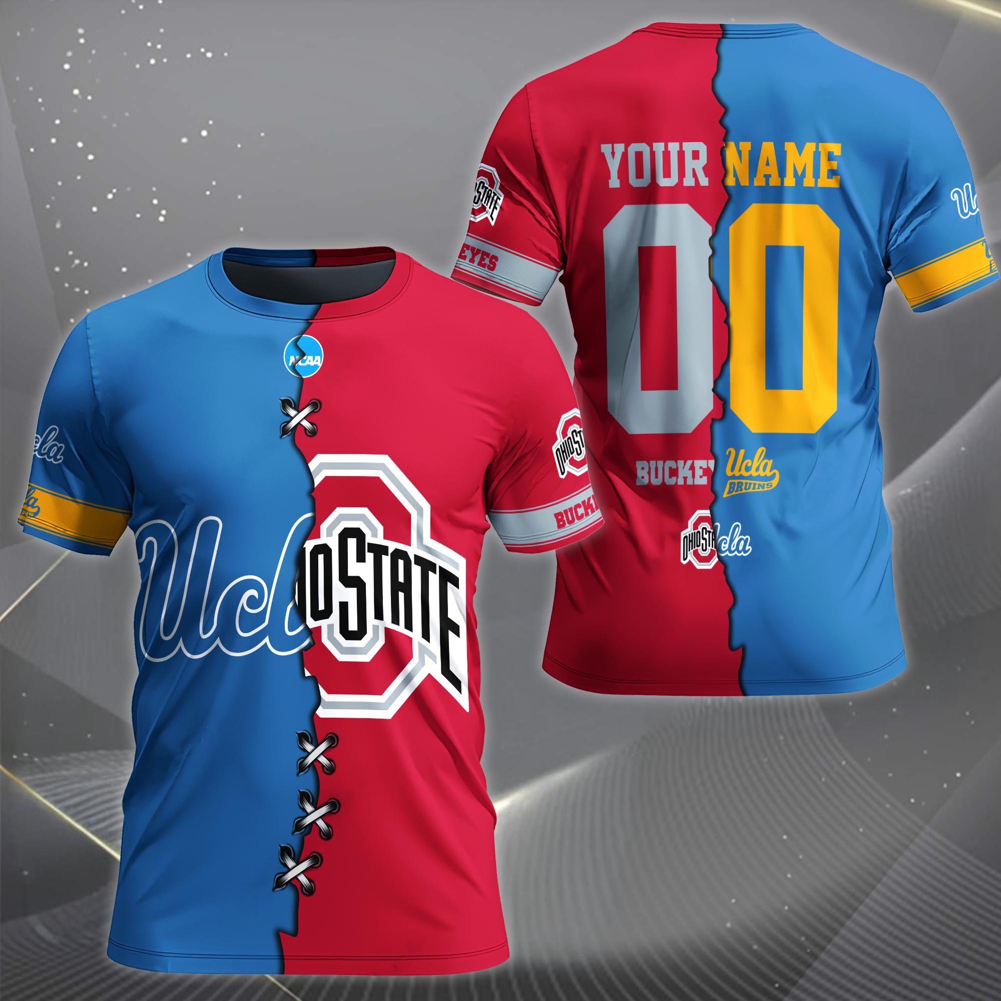 Alternative view of UCLA Bruins House Divided T-shirt Custom Name 2025 Version, Year And Team, Sport Shirts For Fan EHIVM-05032132A