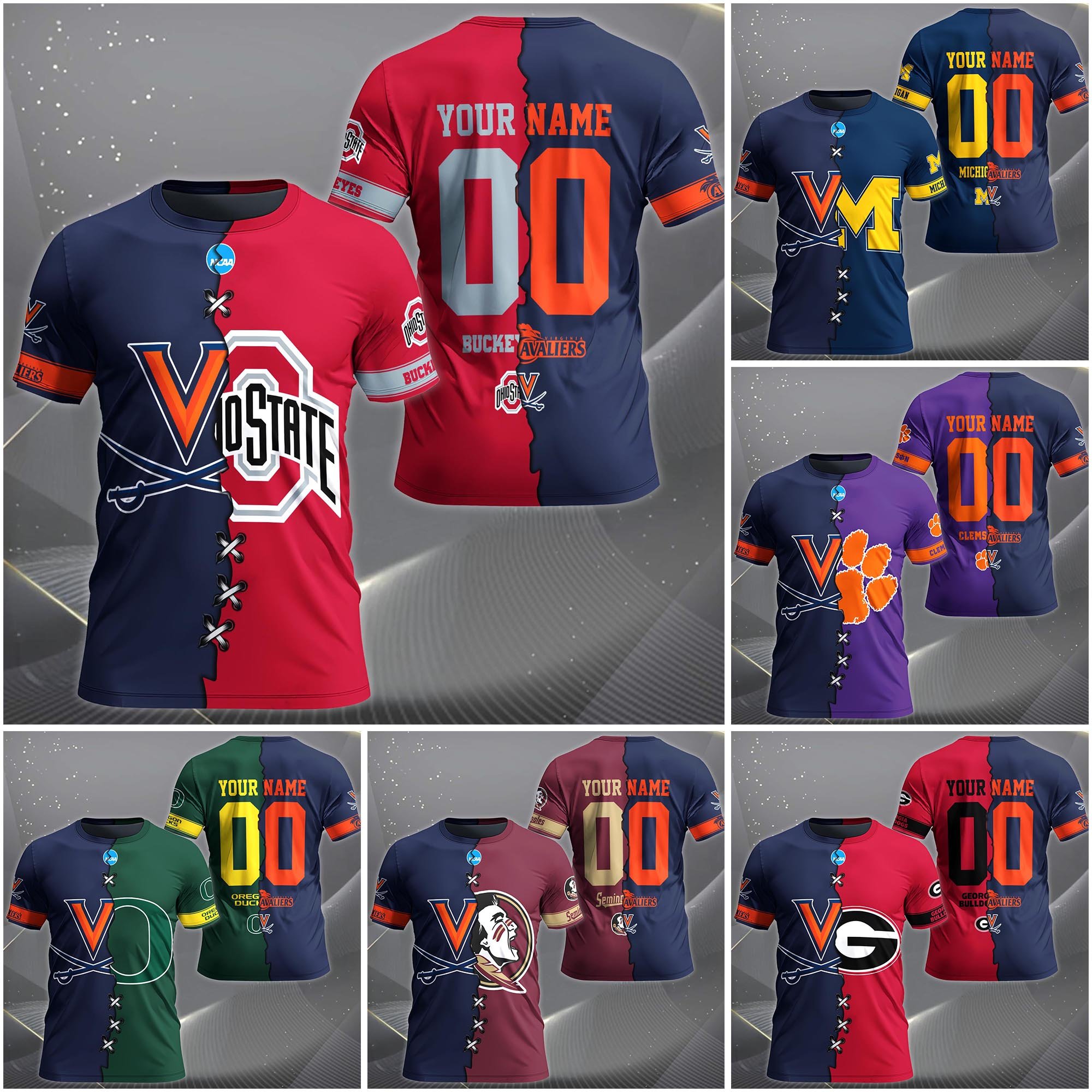 Virginia Cavaliers House Divided T-shirt Custom Name 2025 Version, Year And Team, Sport Shirts For Fan EHIVM-05032132A