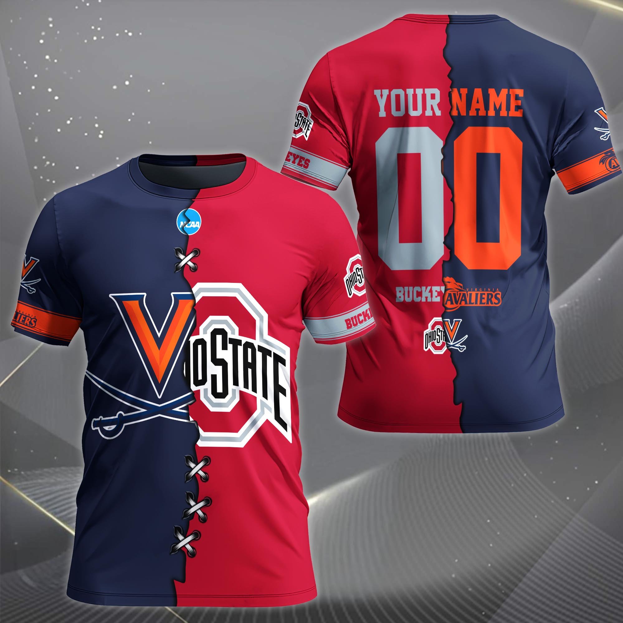 Alternative view of Virginia Cavaliers House Divided T-shirt Custom Name 2025 Version, Year And Team, Sport Shirts For Fan EHIVM-05032132A