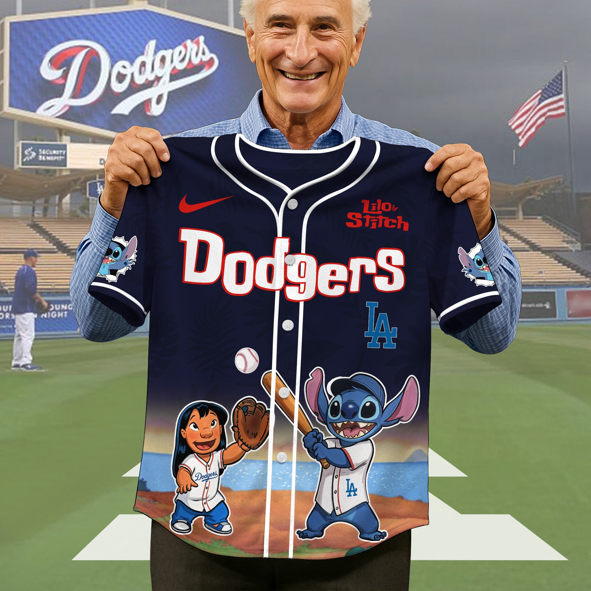 Alternative view of Los Angeles Dodgers Team And Stitch Baseball Shirts, Sport Shirts, Sport Gifts For Fan ETRG-04191938