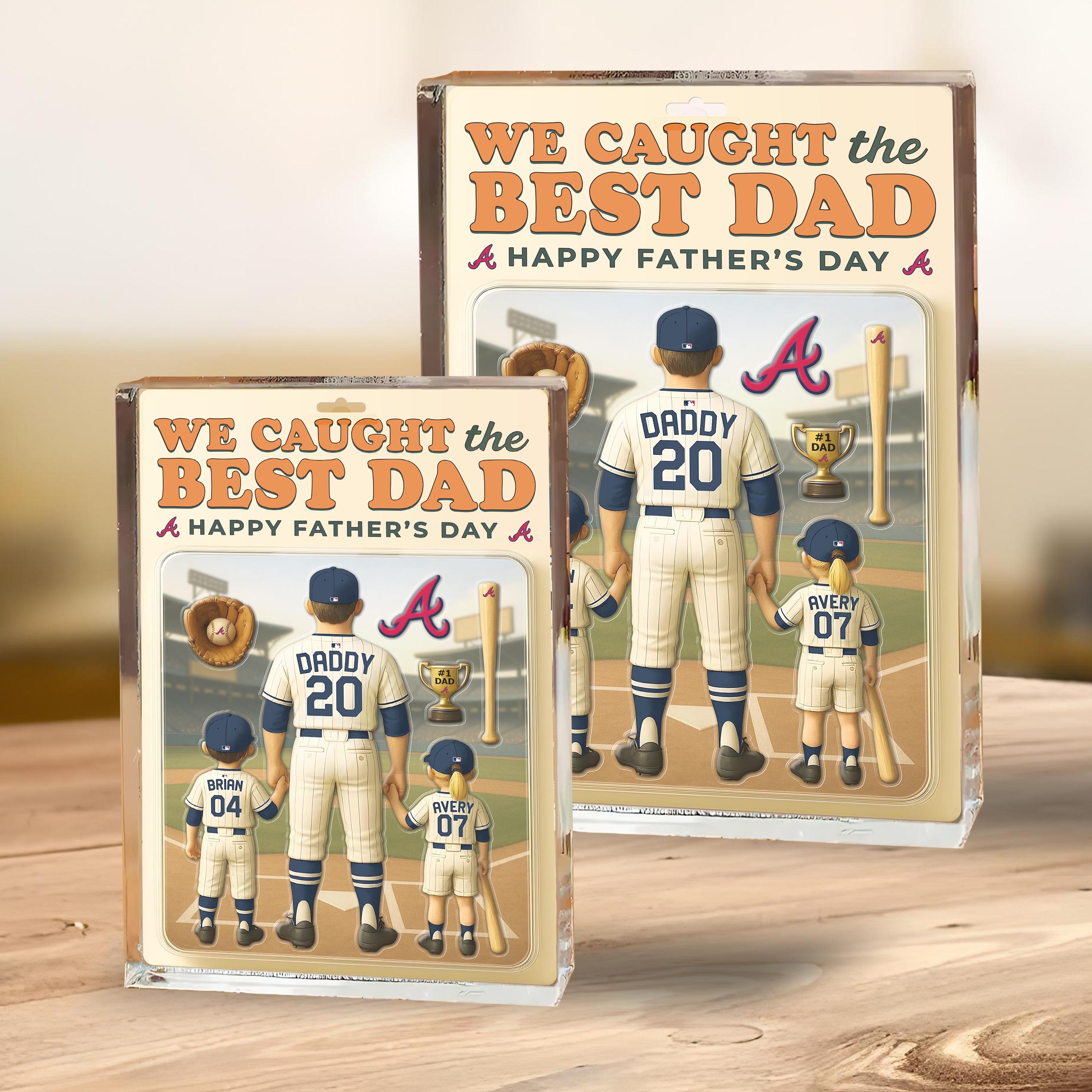 Atlanta Braves Shape Acrylic Blocks Custom Name, Number And Color, Sport Team Blocks, Fathers Day Gifts ETRG-04191934