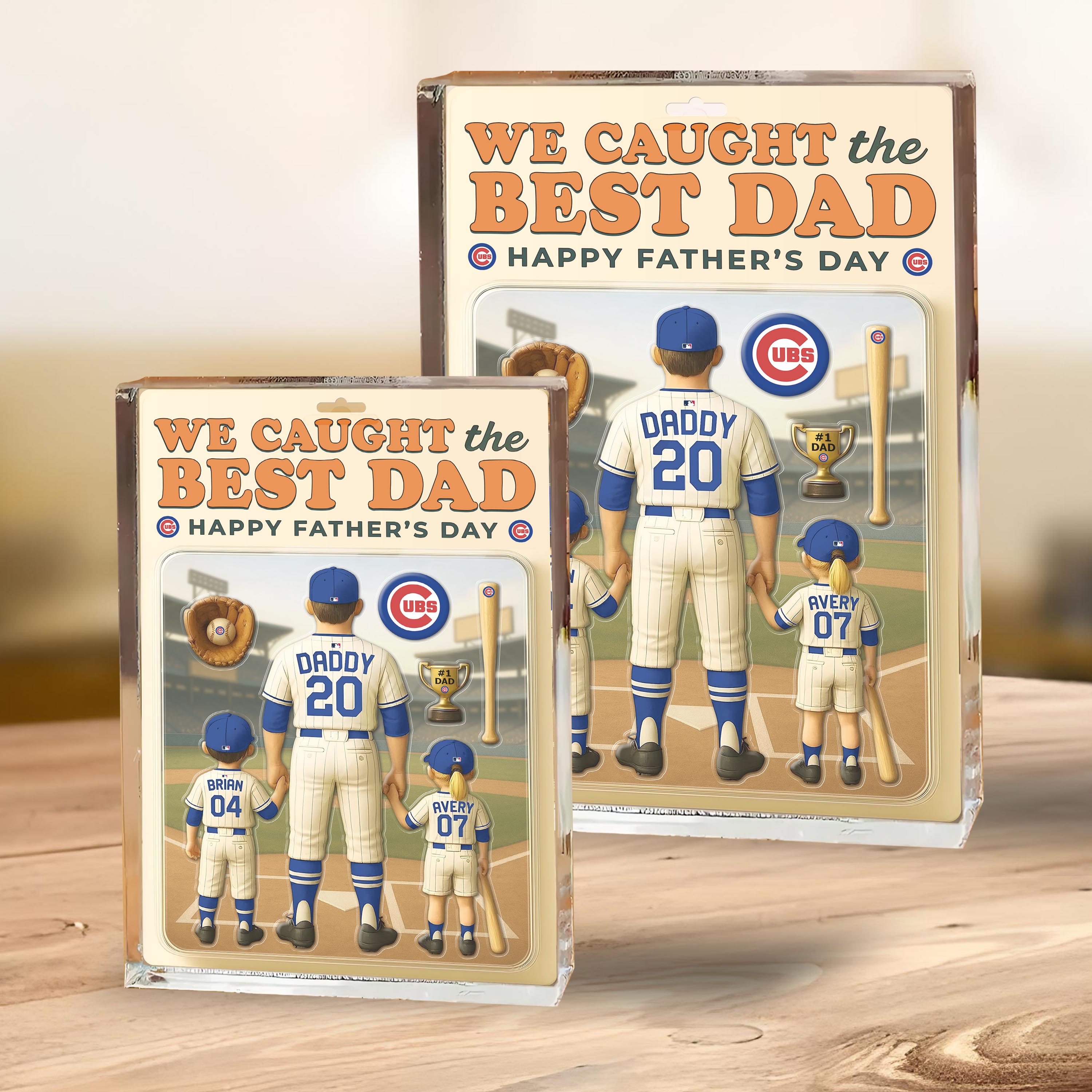 Chicago Cubs Shape Acrylic Blocks Custom Name, Number And Color, Sport Team Blocks, Fathers Day Gifts ETRG-04191934
