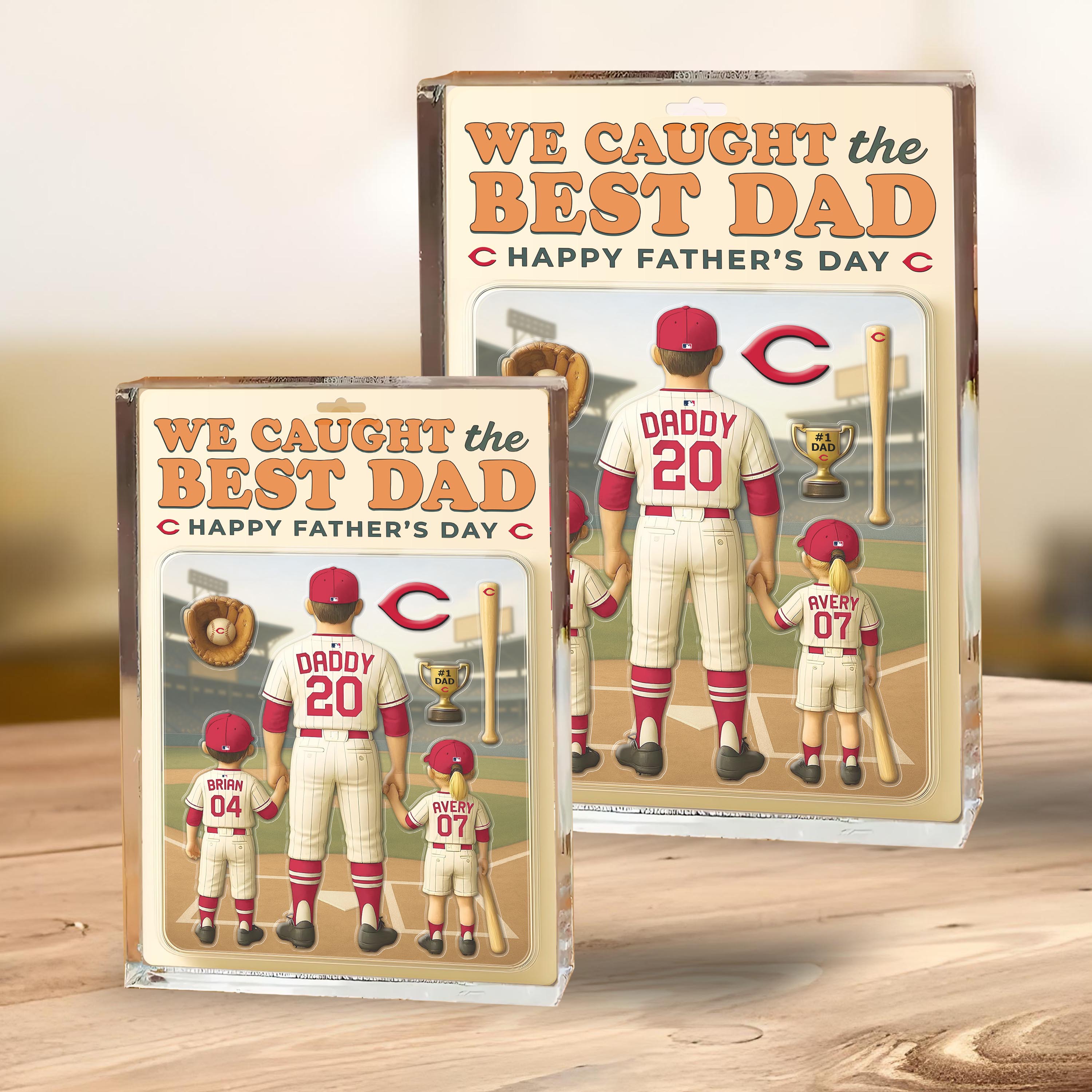 Cincinnati Reds Shape Acrylic Blocks Custom Name, Number And Color, Sport Team Blocks, Fathers Day Gifts ETRG-04191934