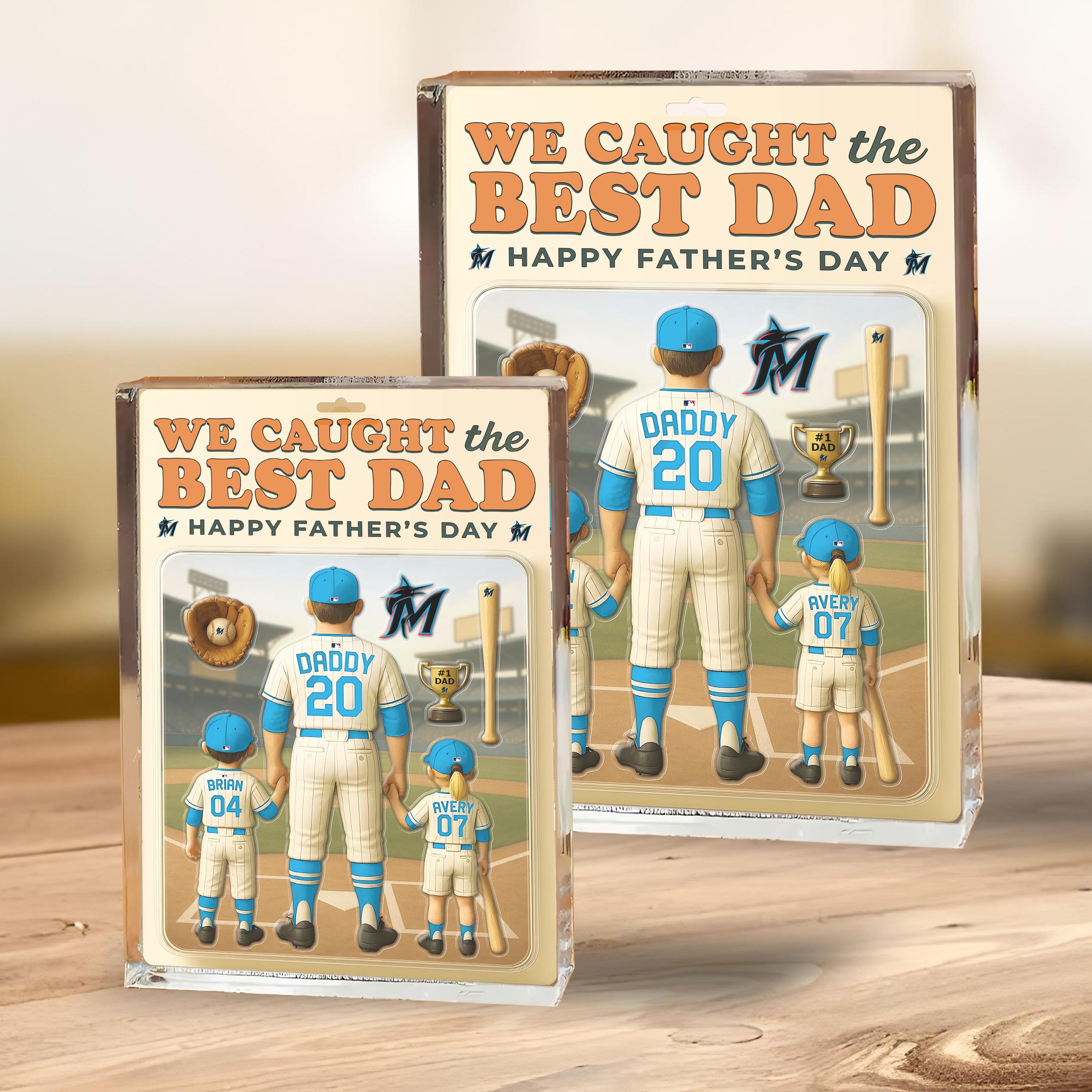 Miami Marlins Shape Acrylic Blocks Custom Name, Number And Color, Sport Team Blocks, Fathers Day Gifts ETRG-04191934