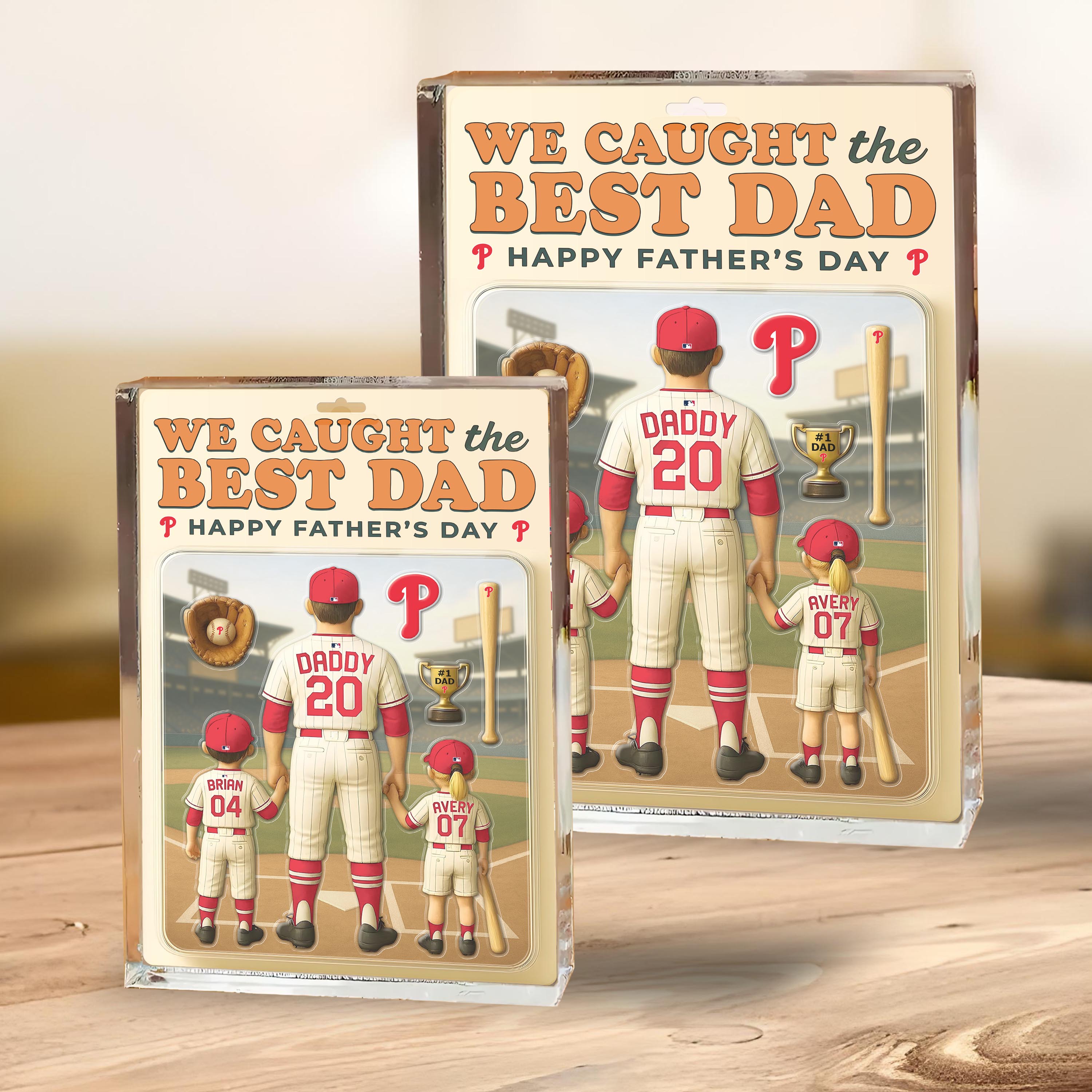 Philadelphia Phillies Shape Acrylic Blocks Custom Name, Number And Color, Sport Team Blocks, Fathers Day Gifts ETRG-04191934