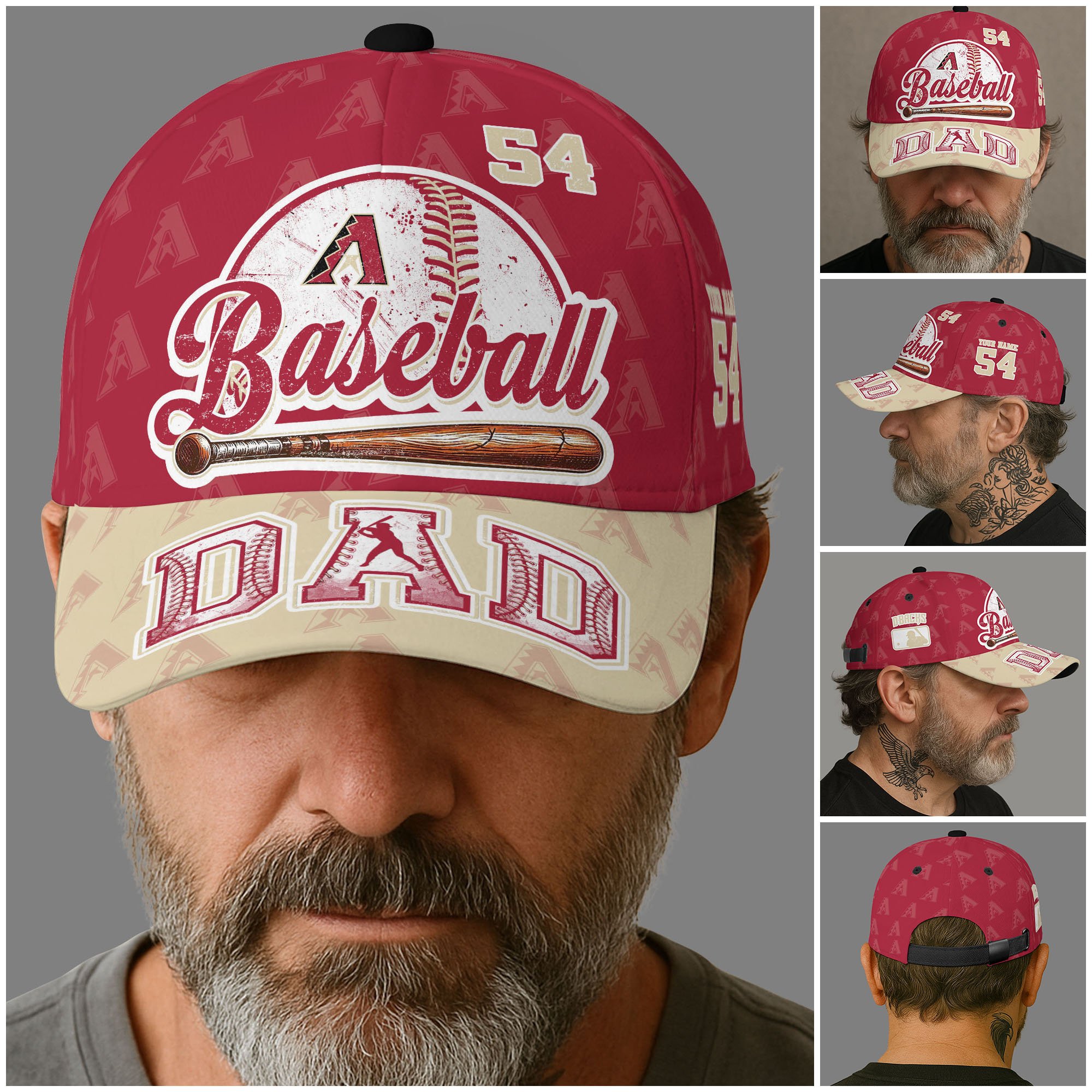 Alternative view of Arizona Diamondbacks Cap Custom Name And Number, Sport Cap For Fan, Father's Day Gifts ETRG-04191936