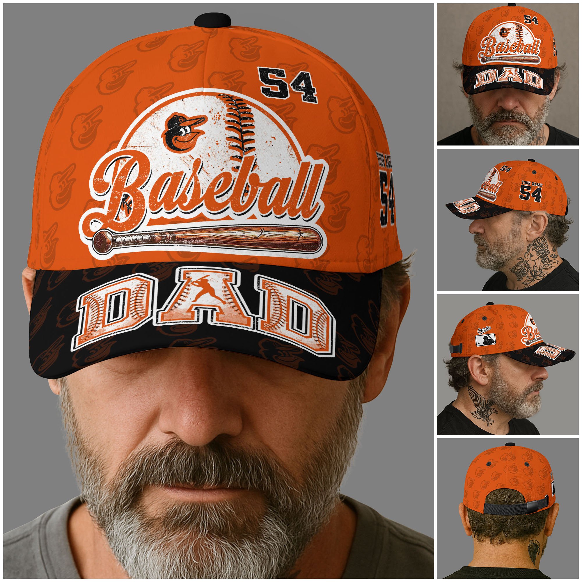 Alternative view of Baltimore Orioles Cap Custom Name And Number, Sport Cap For Fan, Father's Day Gifts ETRG-04191936