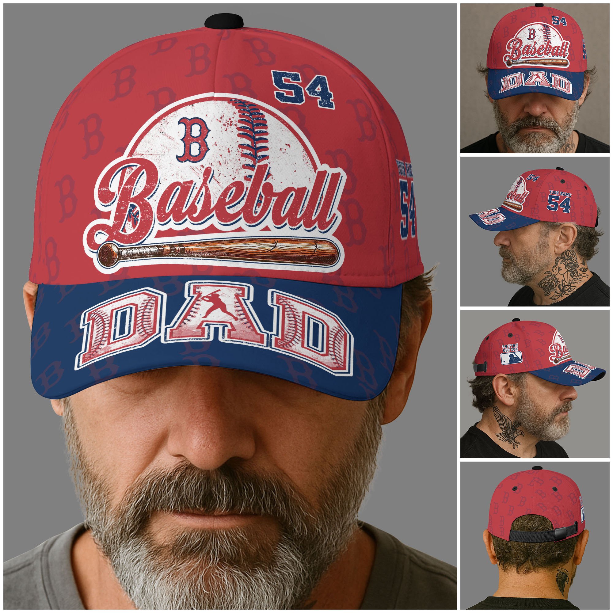 Alternative view of Boston Red Sox Cap Custom Name And Number, Sport Cap For Fan, Father's Day Gifts ETRG-04191936