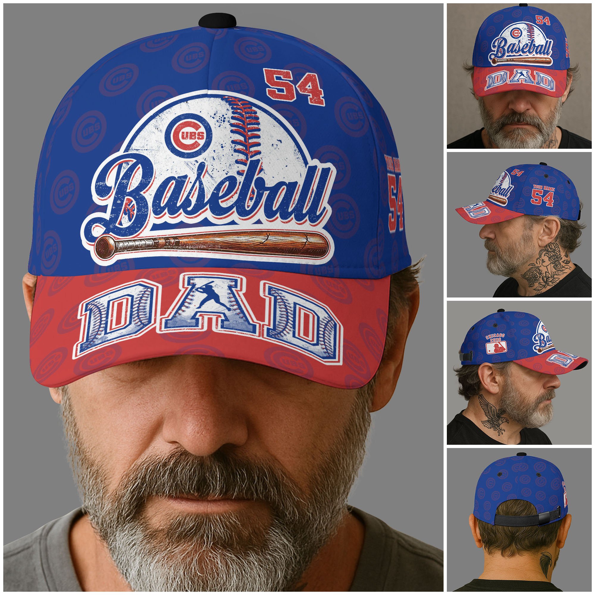 Alternative view of Chicago Cubs Cap Custom Name And Number, Sport Cap For Fan, Father's Day Gifts ETRG-04191936