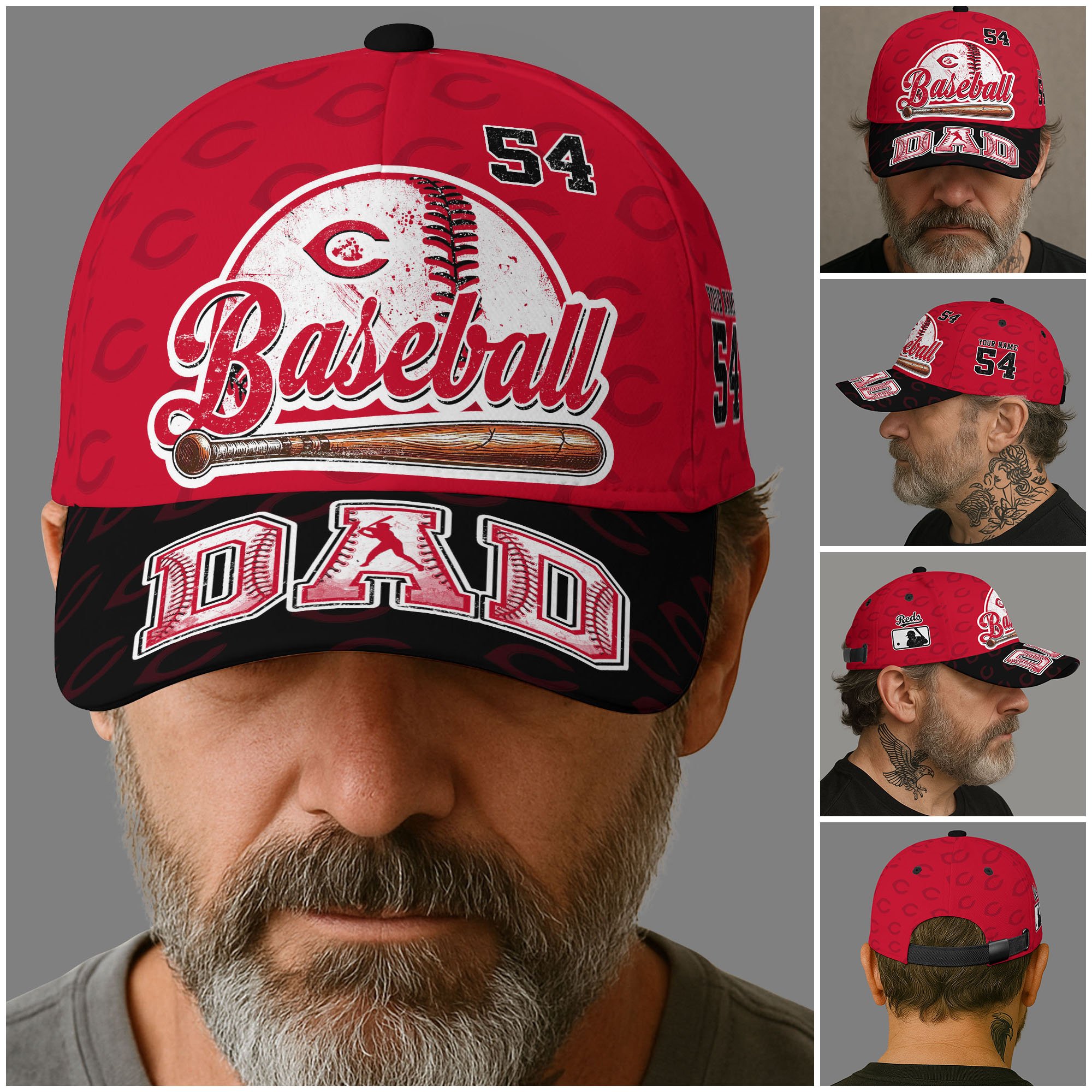 Alternative view of Cincinnati Reds Cap Custom Name And Number, Sport Cap For Fan, Father's Day Gifts ETRG-04191936