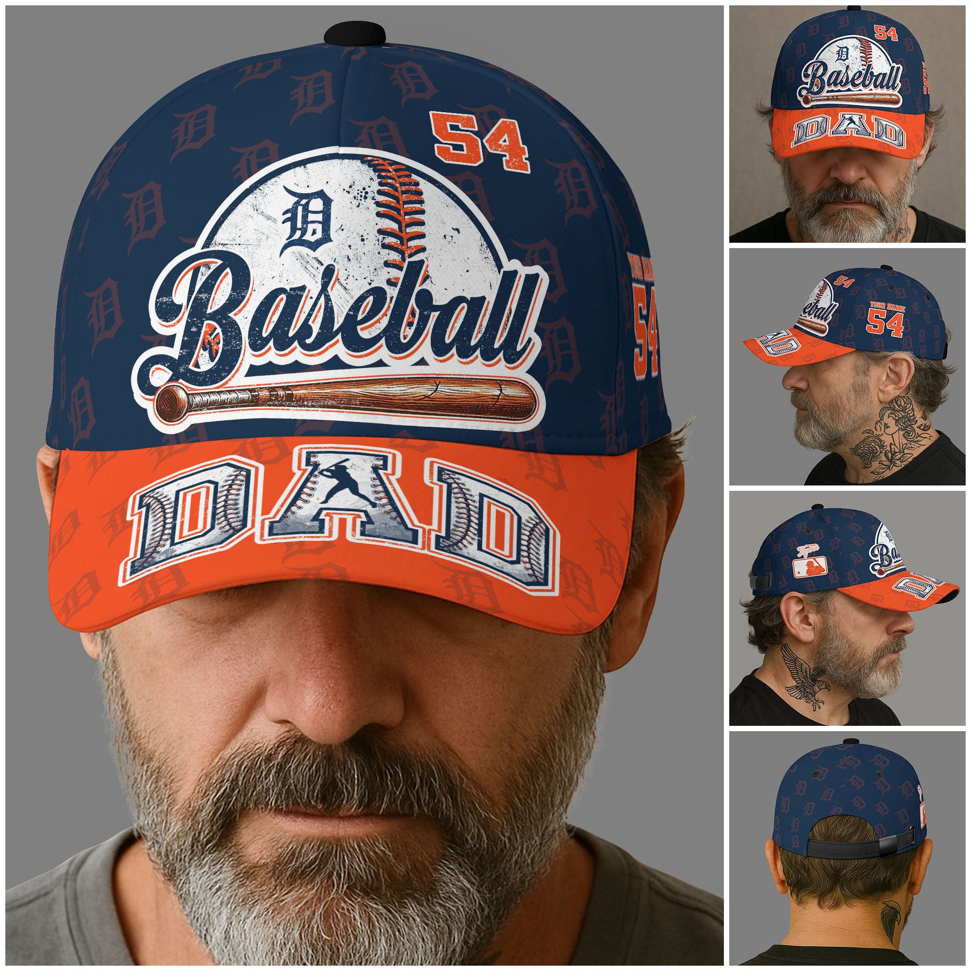 Alternative view of Detroit Tigers Cap Custom Name And Number, Sport Cap For Fan, Father's Day Gifts ETRG-04191936