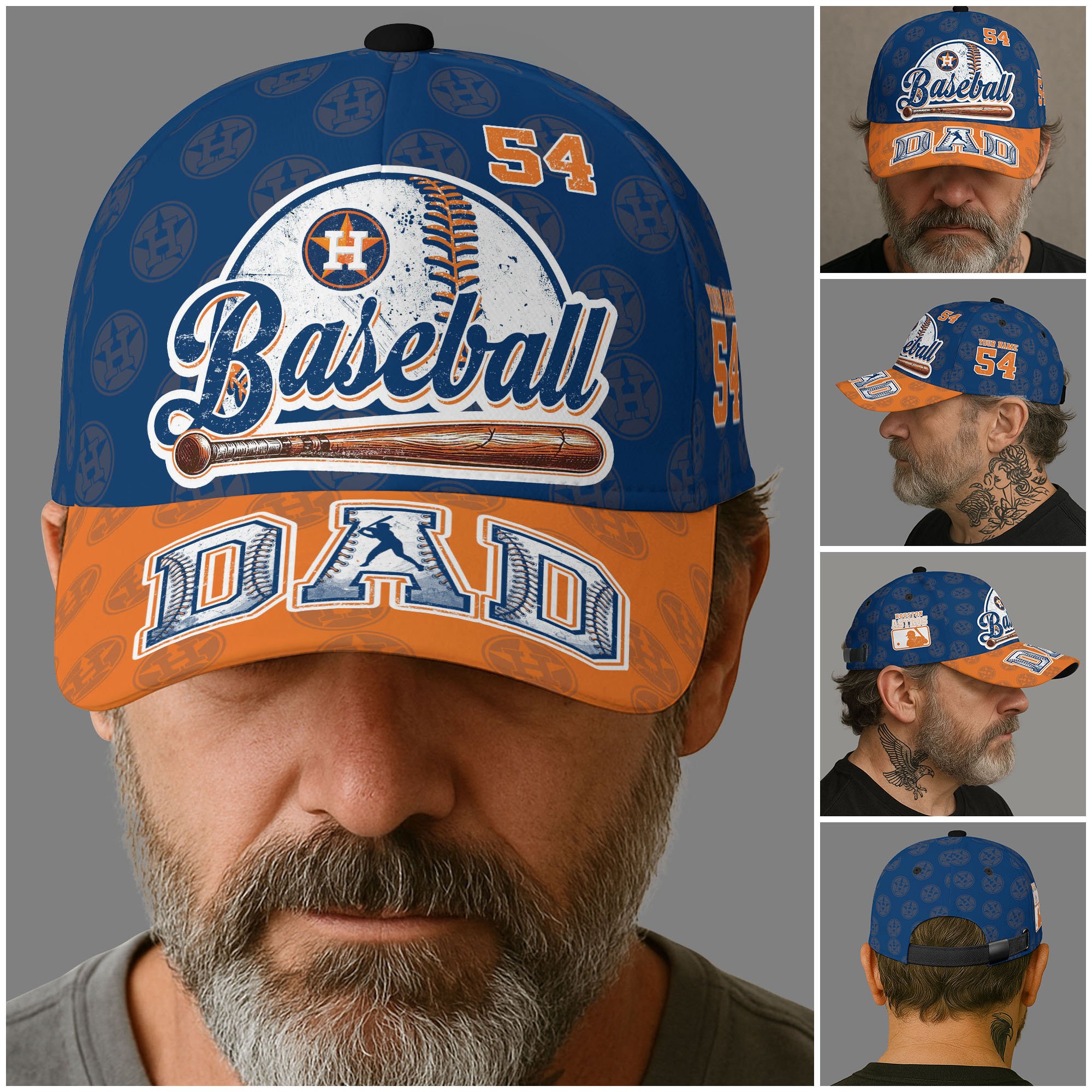 Alternative view of Houston Astros Cap Custom Name And Number, Sport Cap For Fan, Father's Day Gifts ETRG-04191936