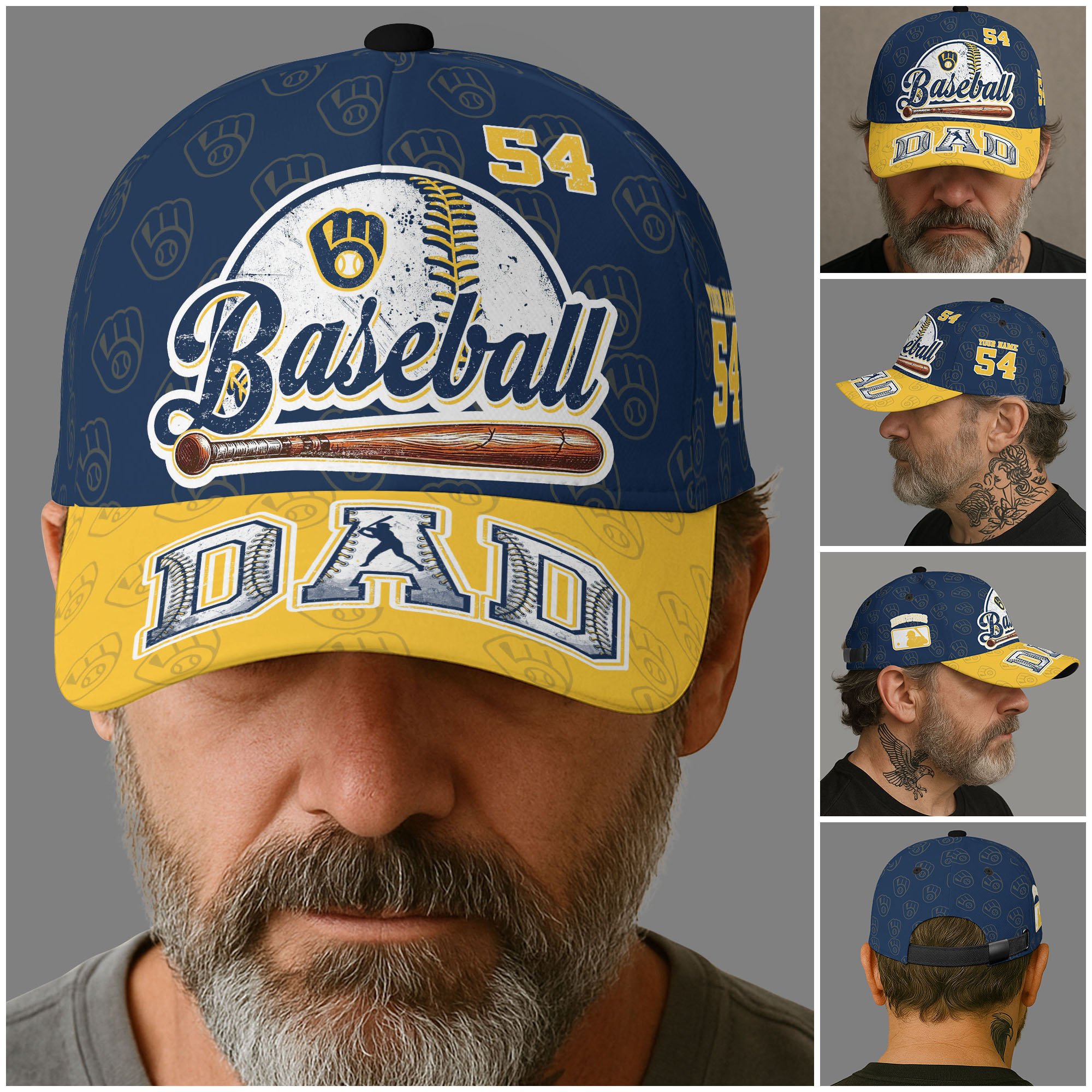Alternative view of Milwaukee Brewers Cap Custom Name And Number, Sport Cap For Fan, Father's Day Gifts ETRG-04191936