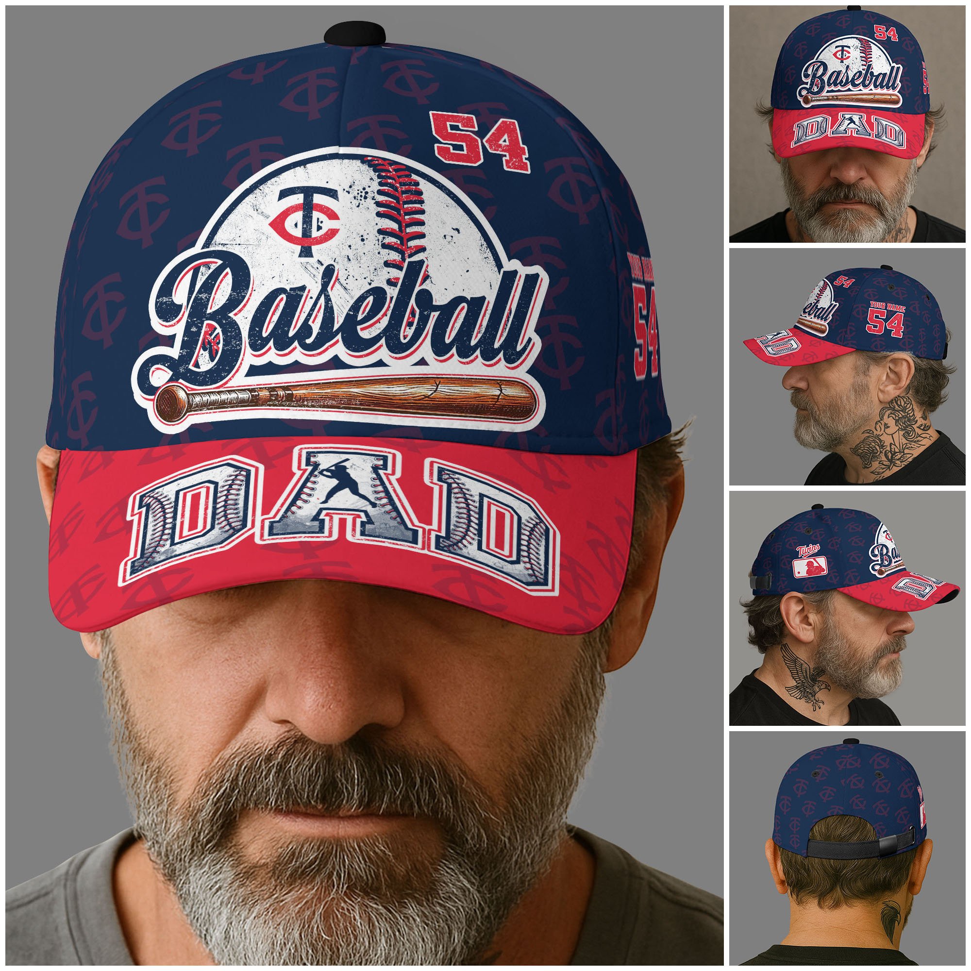 Alternative view of Minnesota Twins Cap Custom Name And Number, Sport Cap For Fan, Father's Day Gifts ETRG-04191936