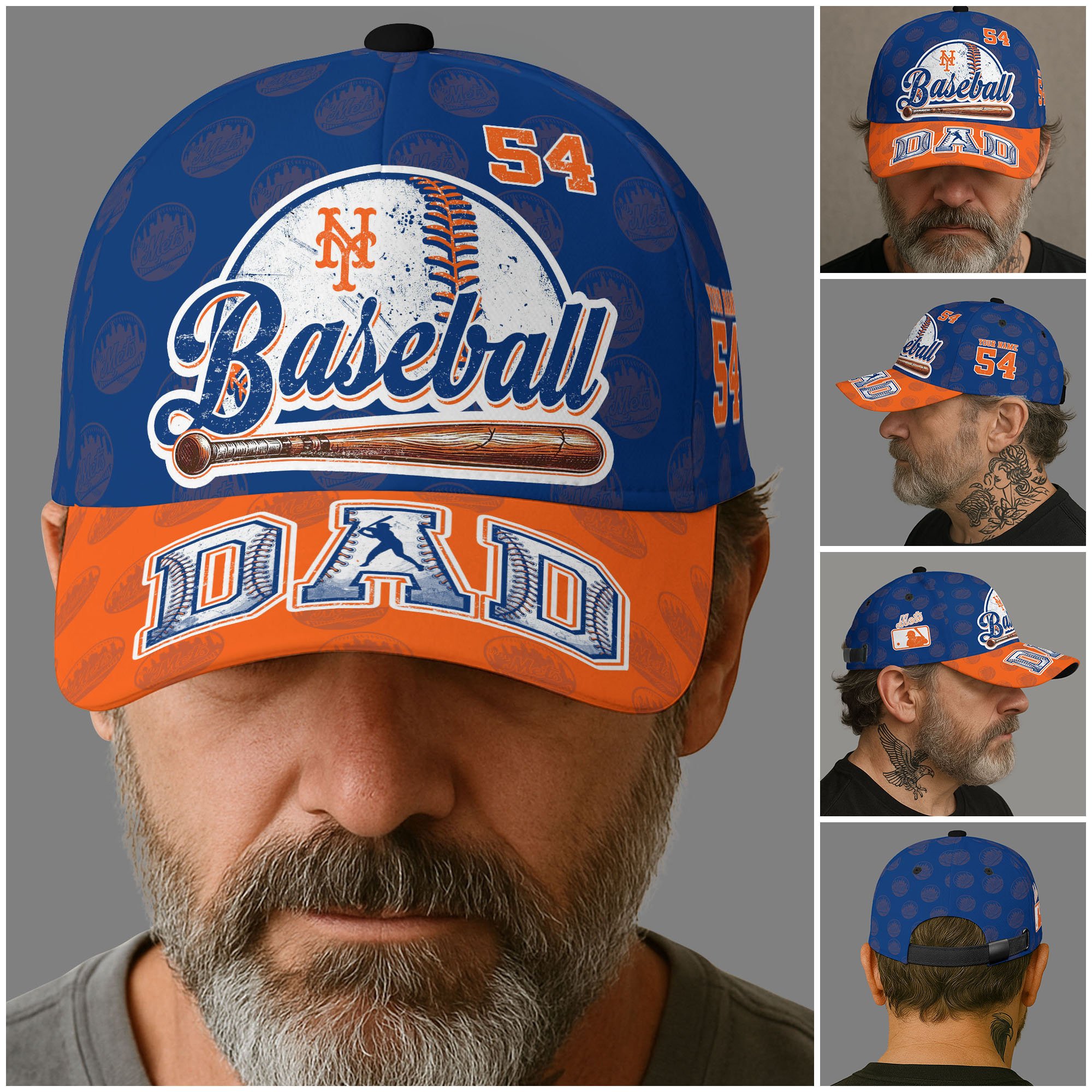 Alternative view of New York Mets Cap Custom Name And Number, Sport Cap For Fan, Father's Day Gifts ETRG-04191936