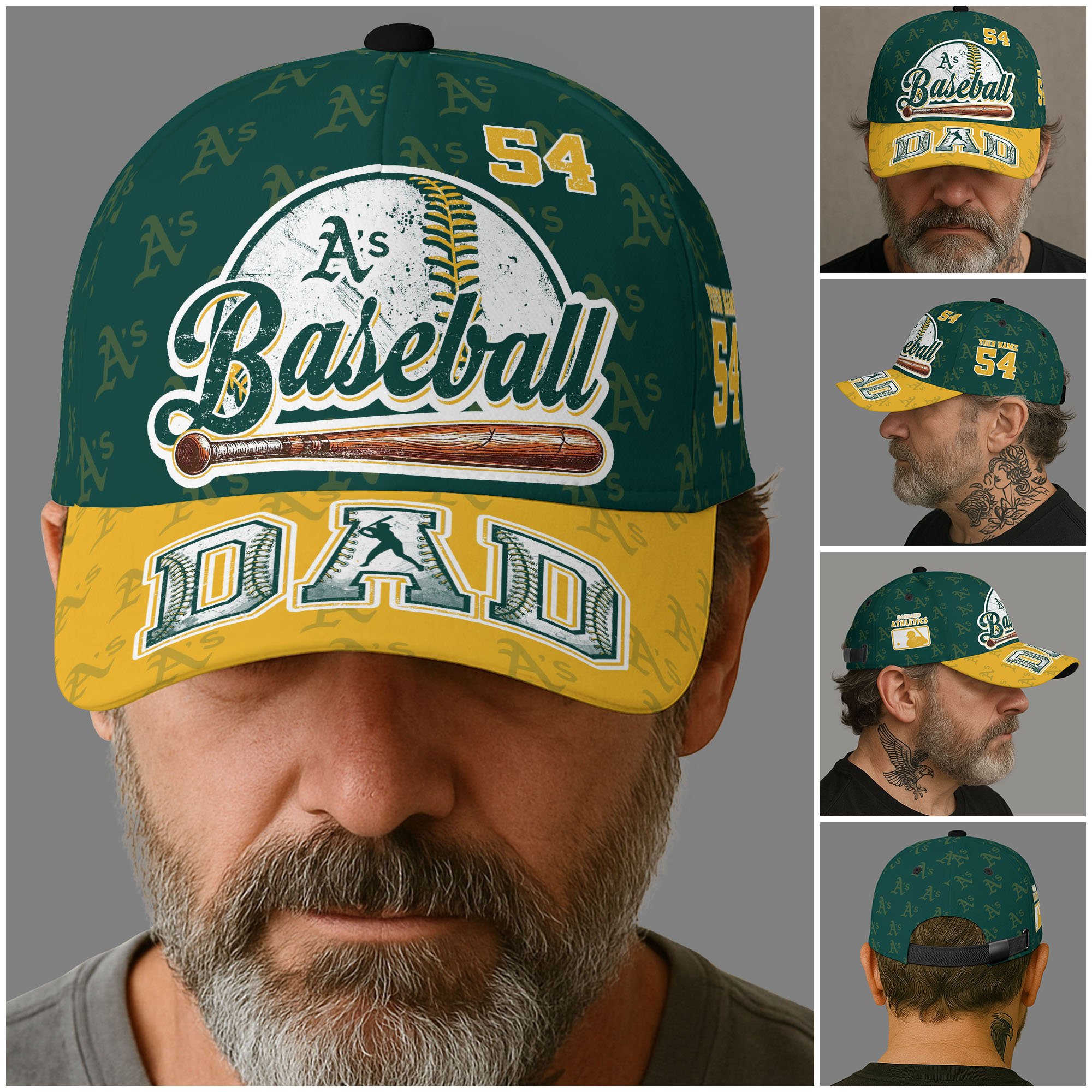 Alternative view of Oakland Athletics Cap Custom Name And Number, Sport Cap For Fan, Father's Day Gifts ETRG-04191936