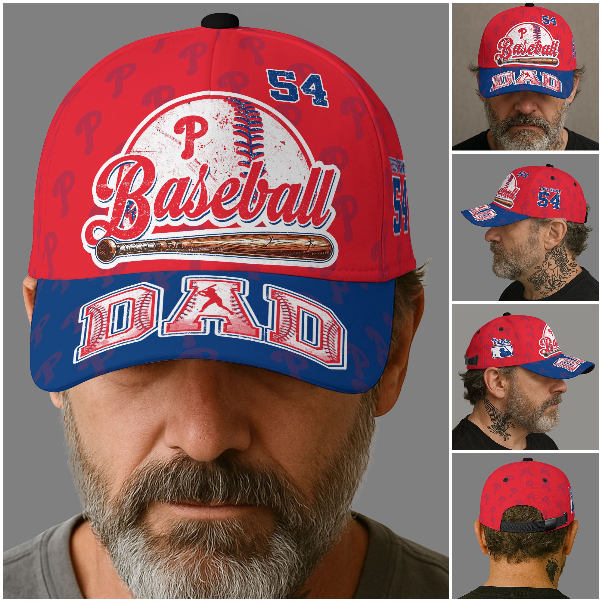 Alternative view of Philadelphia Phillies Cap Custom Name And Number, Sport Cap For Fan, Father's Day Gifts ETRG-04191936