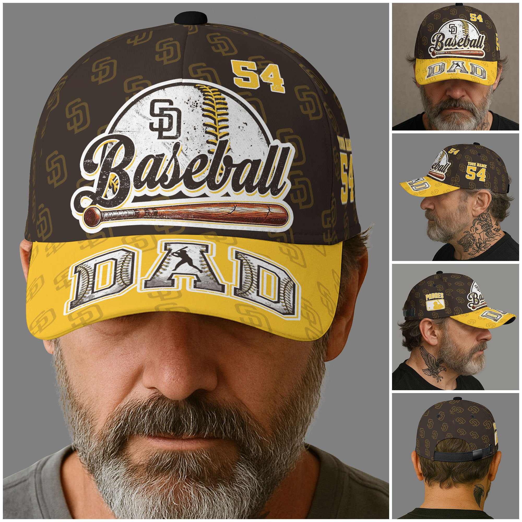 Alternative view of San Diego Padres Cap Custom Name And Number, Sport Cap For Fan, Father's Day Gifts ETRG-04191936