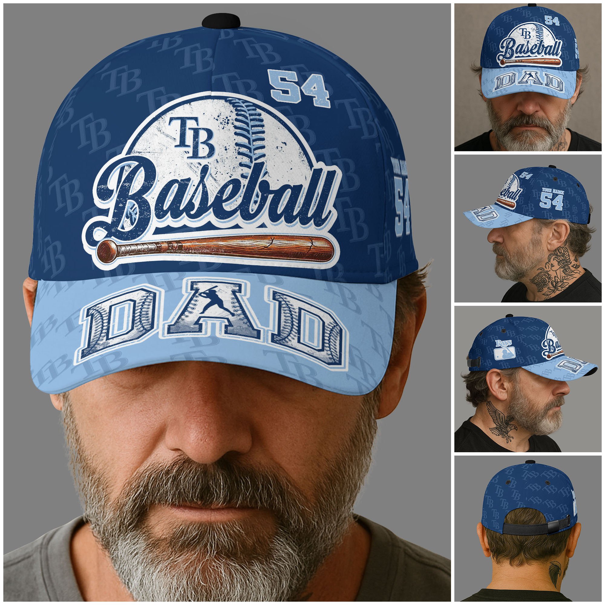 Alternative view of Tampa Bay Rays Cap Custom Name And Number, Sport Cap For Fan, Father's Day Gifts ETRG-04191936