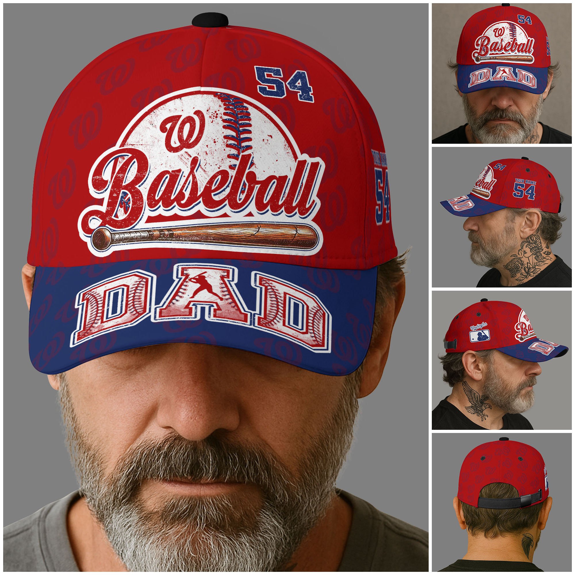 Alternative view of Washington Nationals Cap Custom Name And Number, Sport Cap For Fan, Father's Day Gifts ETRG-04191936