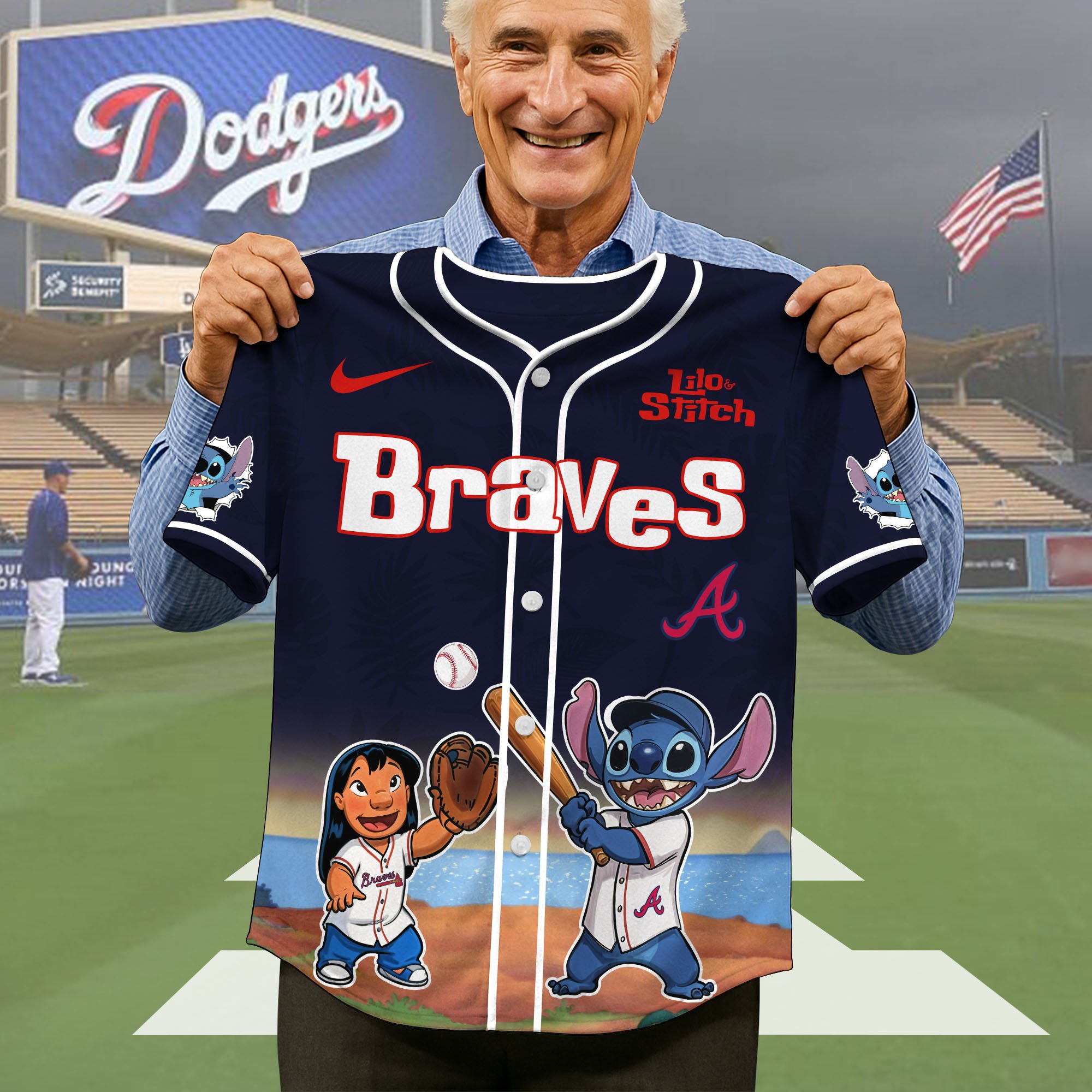 Alternative view of Atlanta Braves Baseball Shirt x Stitch, Baseball Jersey Editions Limited 2025, Sport Team Shirt, Sport Gifts ETRG-05082169