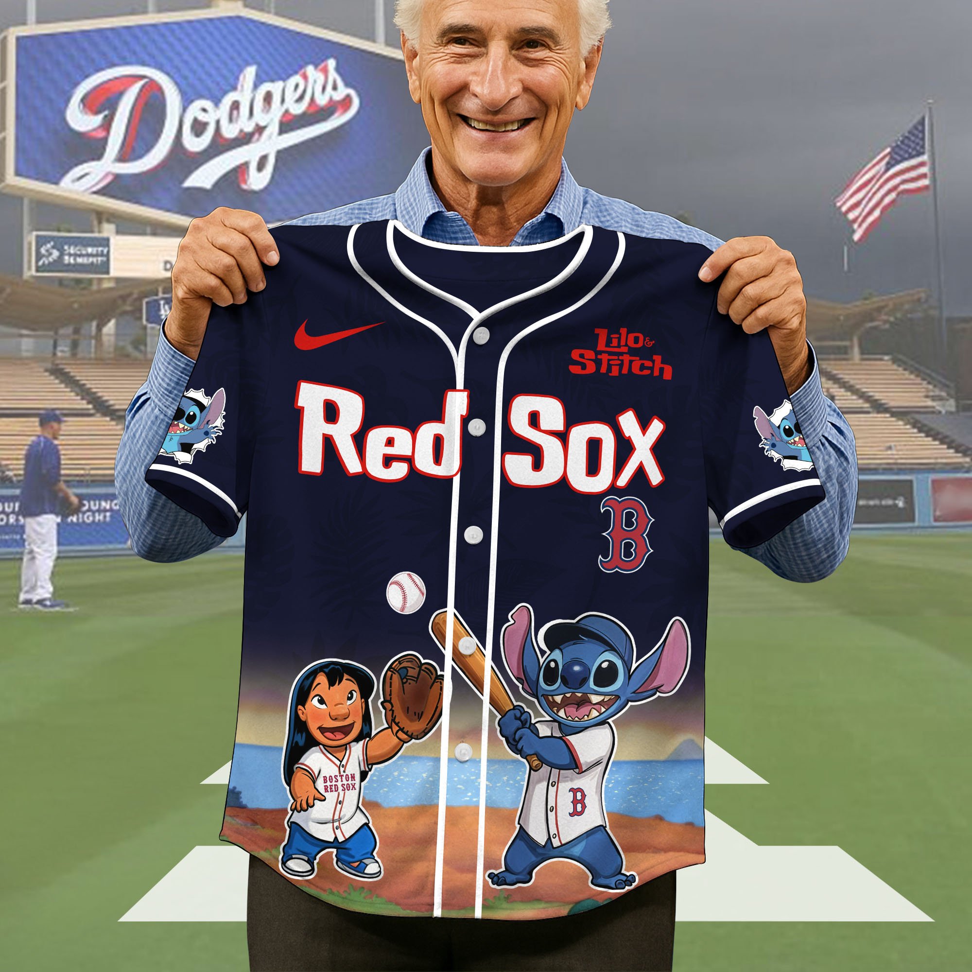 Alternative view of Boston Red Sox Baseball Shirt x Stitch, Baseball Jersey Editions Limited 2025, Sport Team Shirt, Sport Gifts ETRG-05082169