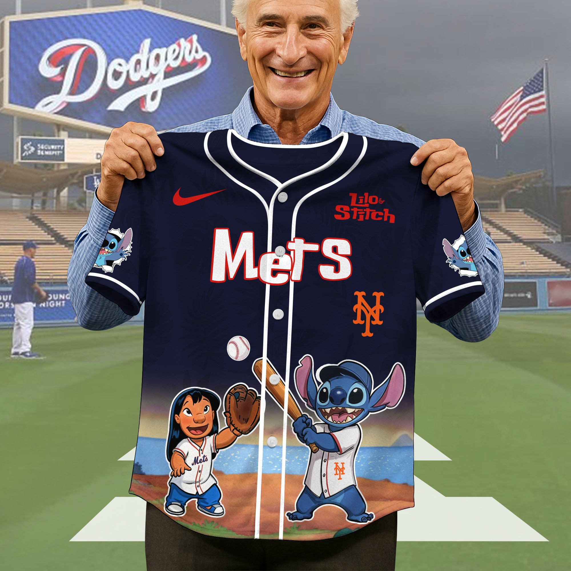Alternative view of New York Mets Baseball Shirt x Stitch, Baseball Jersey Editions Limited 2025, Sport Team Shirt, Sport Gifts ETRG-05082169