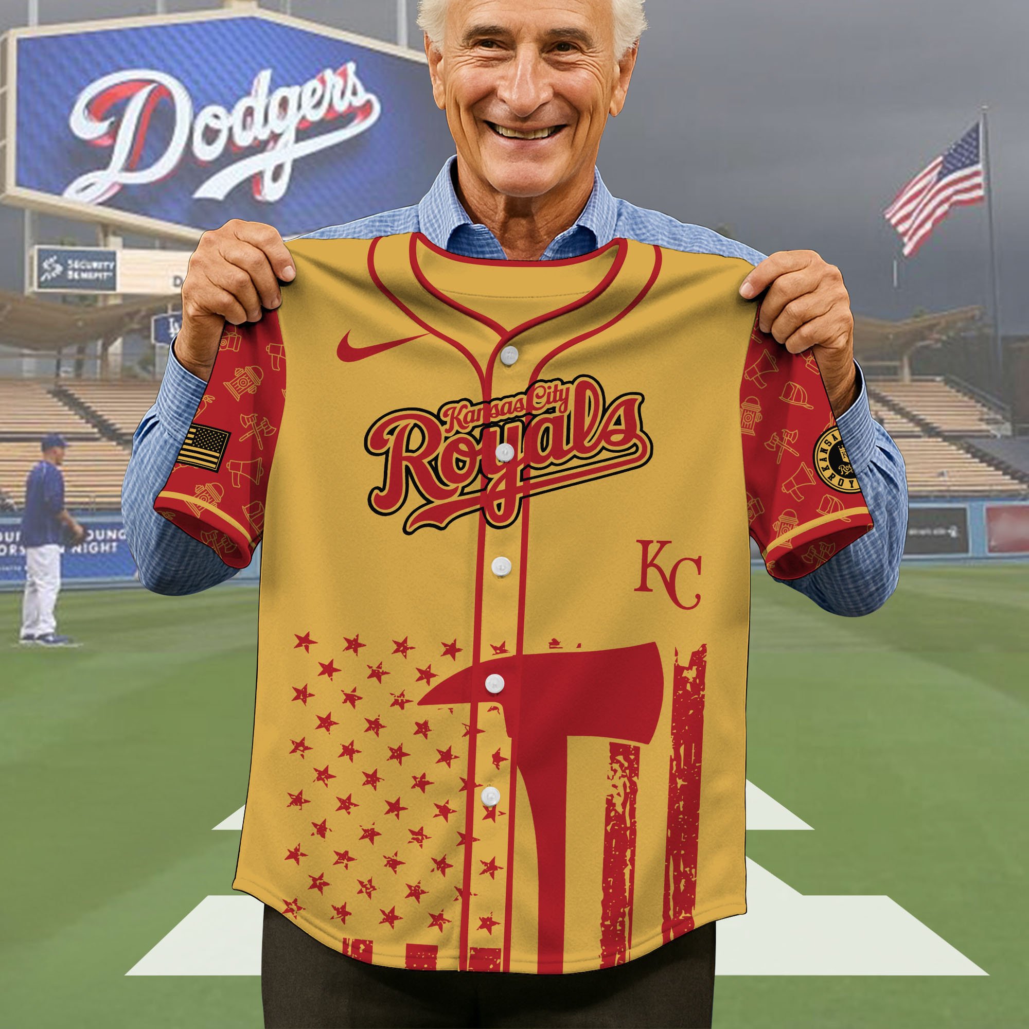 Alternative view of Kansas City Royals Baseball Shirt x Firefighter Appreciation Night Jersey Editions Limited 2025, Baseball Shirt For Sport Fan, Sport Gifts ETRG-05082175