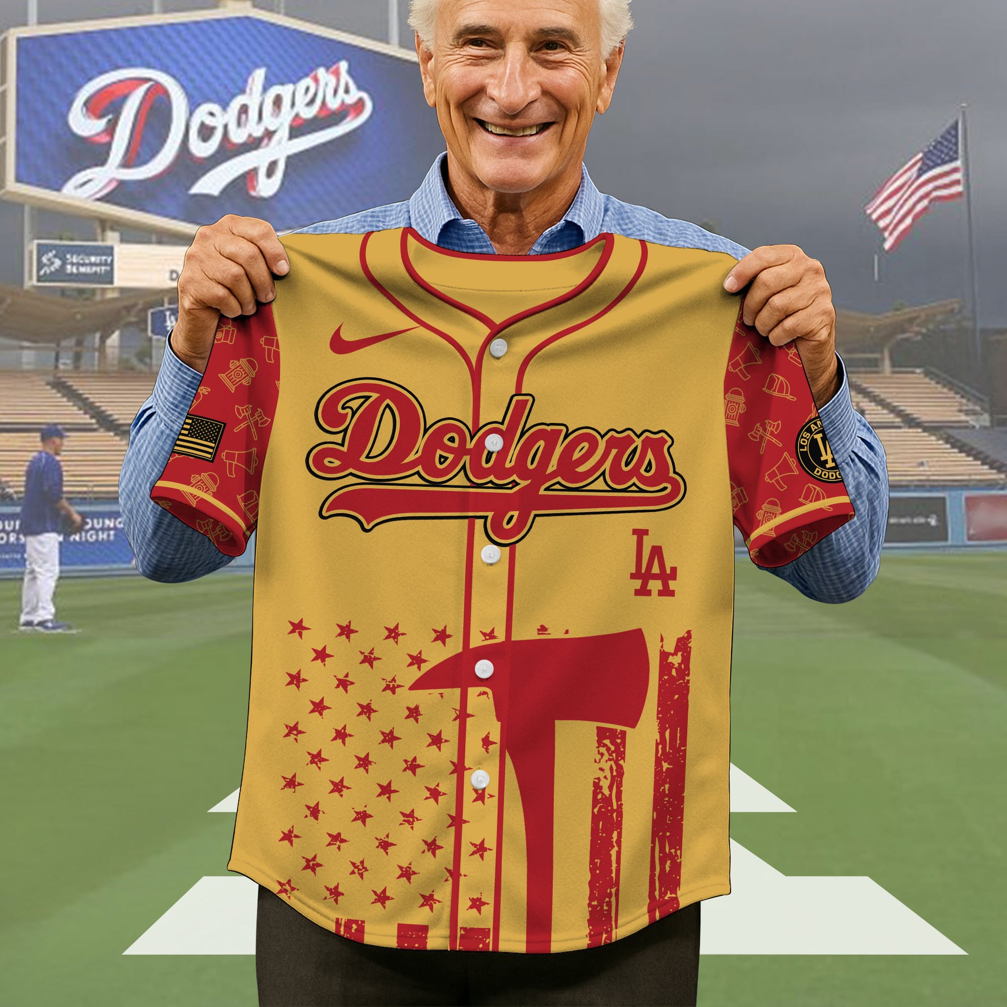 Alternative view of Los Angeles Dodgers Baseball Shirt x Firefighter Appreciation Night Jersey Editions Limited 2025, Baseball Shirt For Sport Fan, Sport Gifts ETRG-05082175