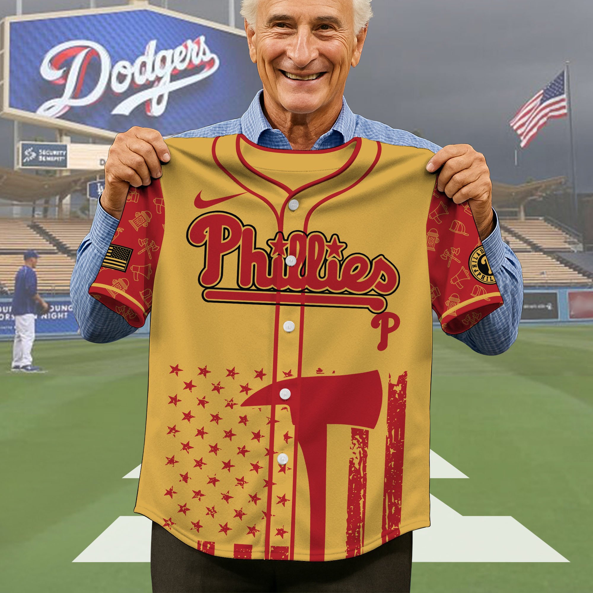 Alternative view of Philadelphia Phillies Baseball Shirt x Firefighter Appreciation Night Jersey Editions Limited 2025, Baseball Shirt For Sport Fan, Sport Gifts ETRG-05082175