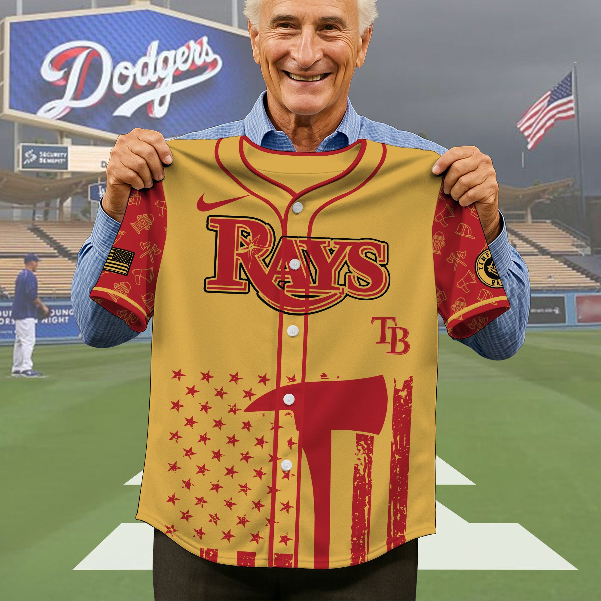 Alternative view of Tampa Bay Rays Baseball Shirt x Firefighter Appreciation Night Jersey Editions Limited 2025, Baseball Shirt For Sport Fan, Sport Gifts ETRG-05082175
