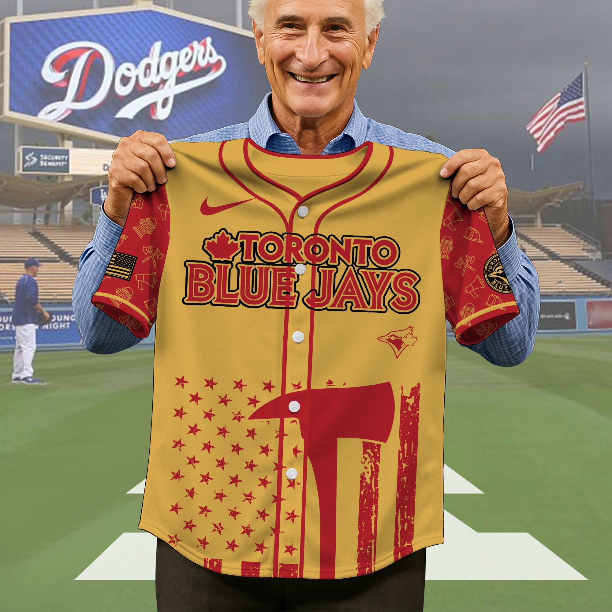 Alternative view of Toronto Blue Jays Baseball Shirt x Firefighter Appreciation Night Jersey Editions Limited 2025, Baseball Shirt For Sport Fan, Sport Gifts ETRG-05082175