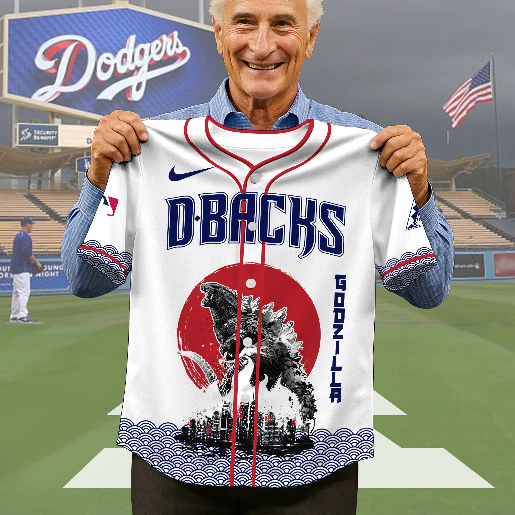 Alternative view of Arizona Diamondbacks Baseball Shirt x Godzilla, Baseball Jersey Editions Limited 2025, Sport Team Shirts, Sport Gifts ETRG-05082177