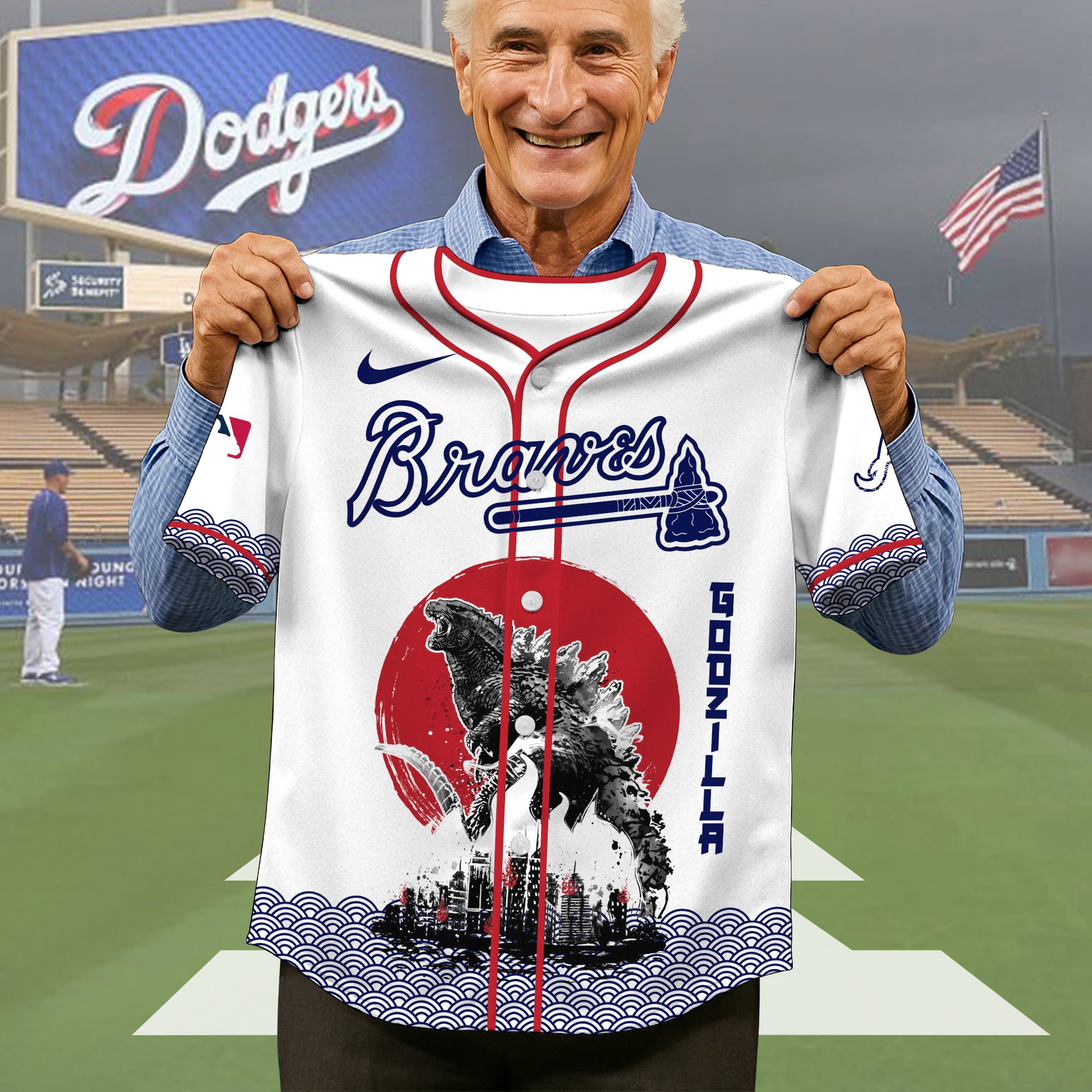 Alternative view of Atlanta Braves Baseball Shirt x Godzilla, Baseball Jersey Editions Limited 2025, Sport Team Shirts, Sport Gifts ETRG-05082177