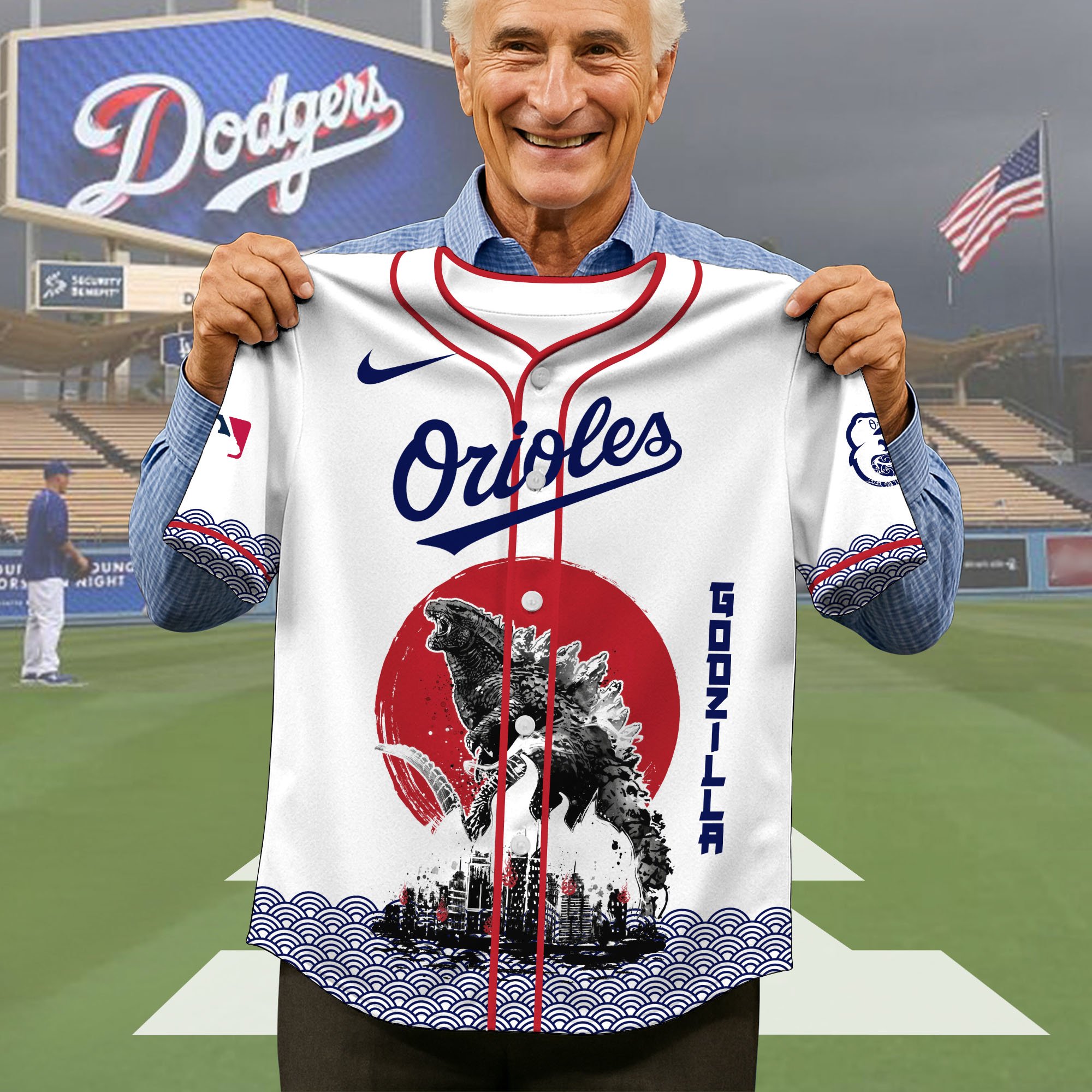 Alternative view of Baltimore Orioles Baseball Shirt x Godzilla, Baseball Jersey Editions Limited 2025, Sport Team Shirts, Sport Gifts ETRG-05082177