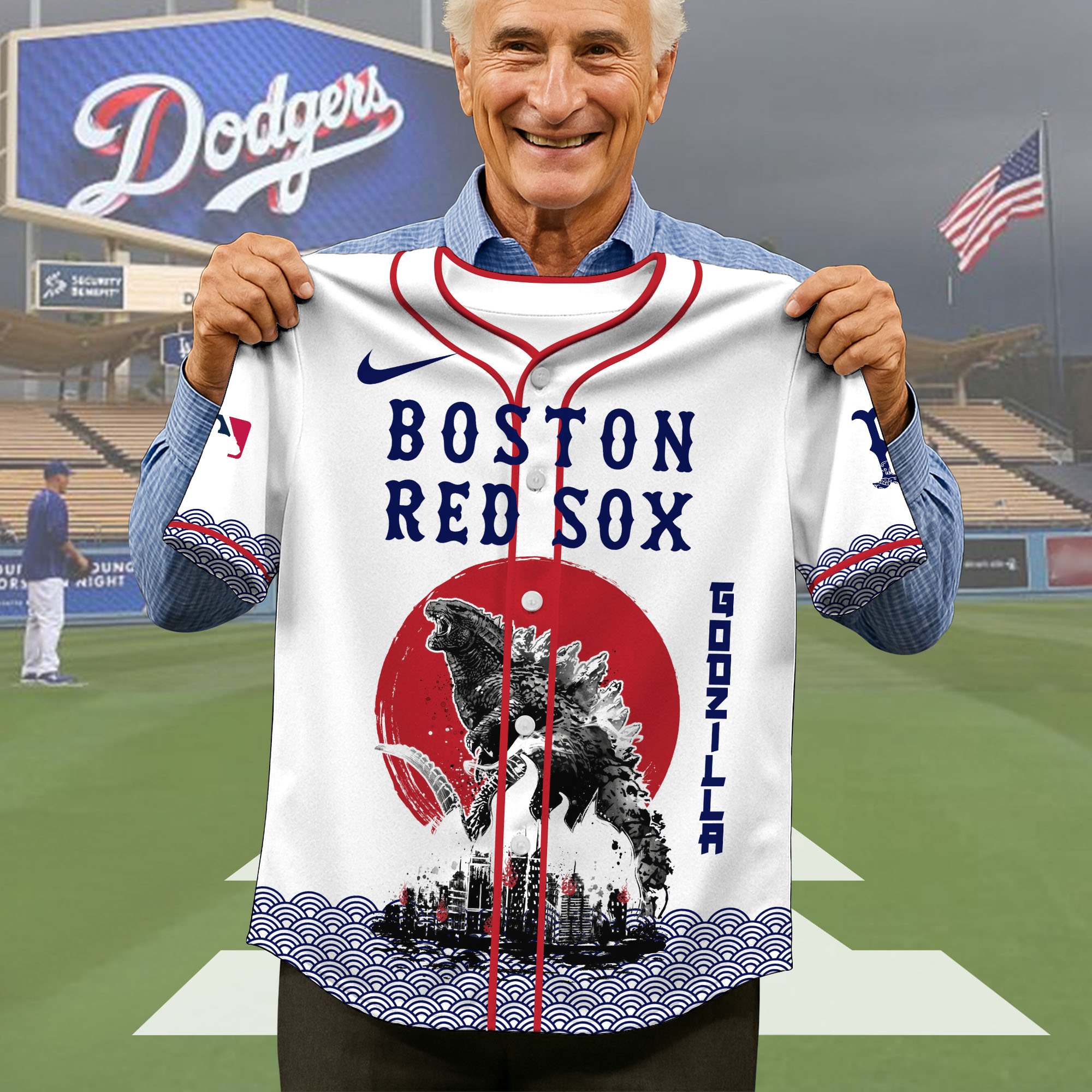 Alternative view of Boston Red Sox Baseball Shirt x Godzilla, Baseball Jersey Editions Limited 2025, Sport Team Shirts, Sport Gifts ETRG-05082177