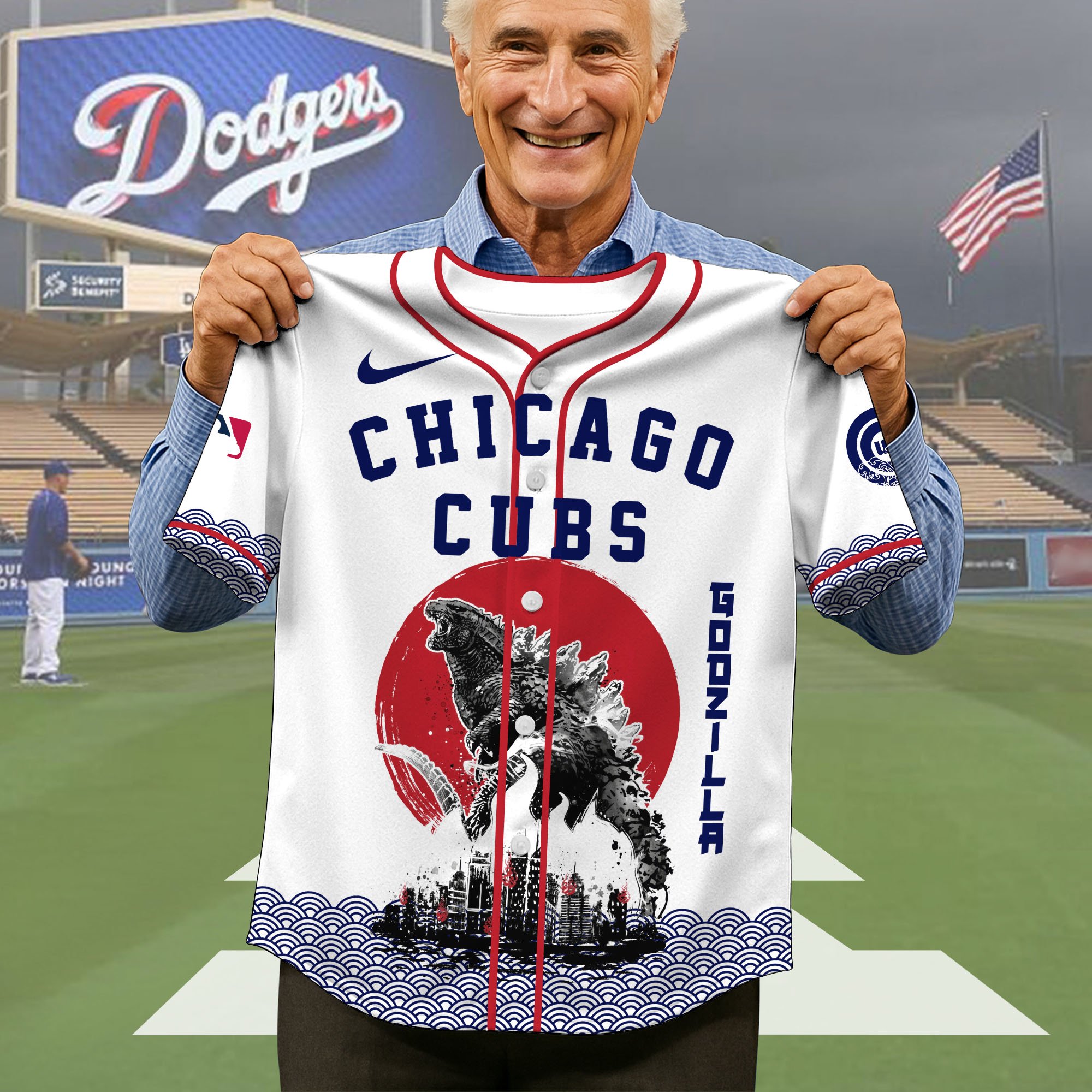 Alternative view of Chicago Cubs Baseball Shirt x Godzilla, Baseball Jersey Editions Limited 2025, Sport Team Shirts, Sport Gifts ETRG-05082177