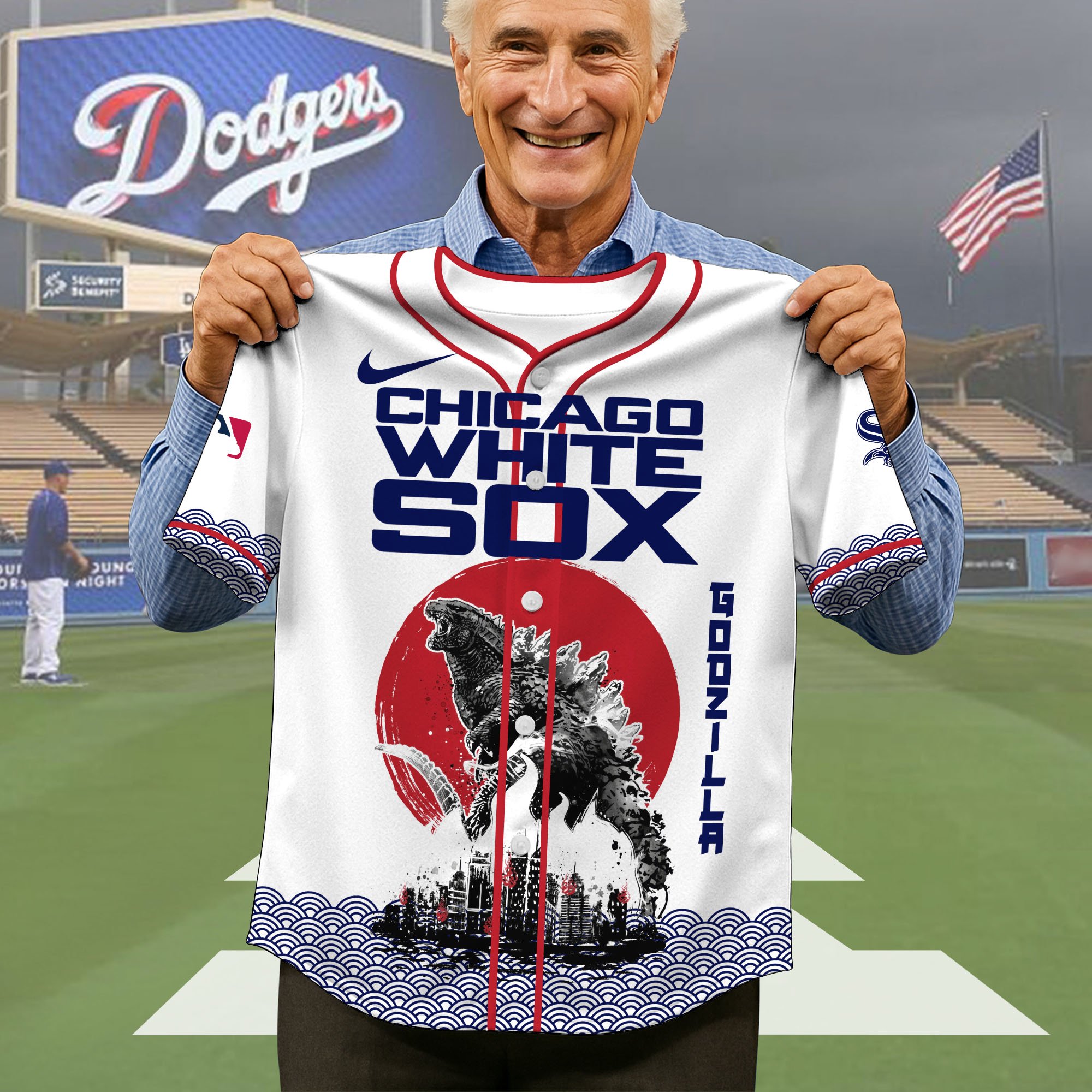 Alternative view of Chicago White Sox Baseball Shirt x Godzilla, Baseball Jersey Editions Limited 2025, Sport Team Shirts, Sport Gifts ETRG-05082177