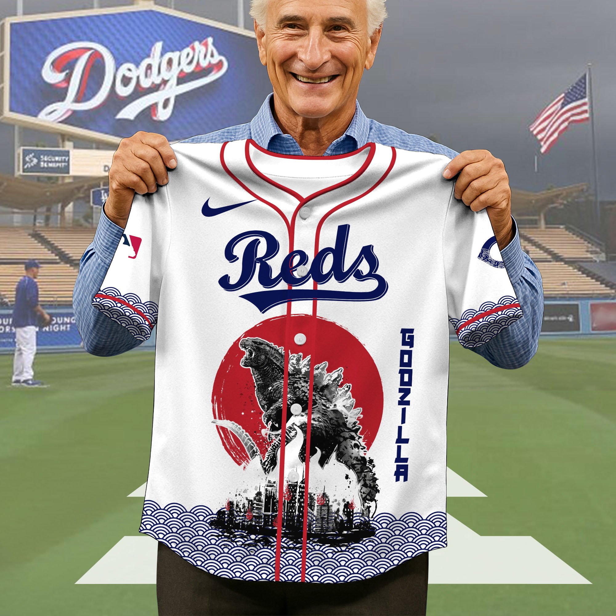 Alternative view of Cincinnati Reds Baseball Shirt x Godzilla, Baseball Jersey Editions Limited 2025, Sport Team Shirts, Sport Gifts ETRG-05082177