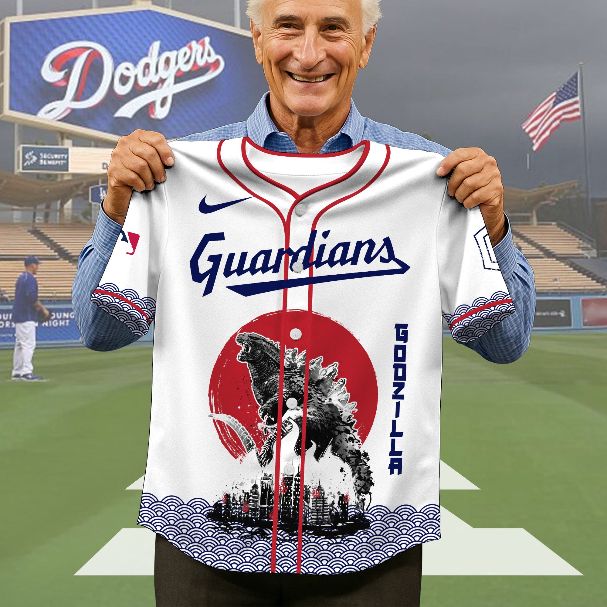 Alternative view of Cleveland Guardians Baseball Shirt x Godzilla, Baseball Jersey Editions Limited 2025, Sport Team Shirts, Sport Gifts ETRG-05082177