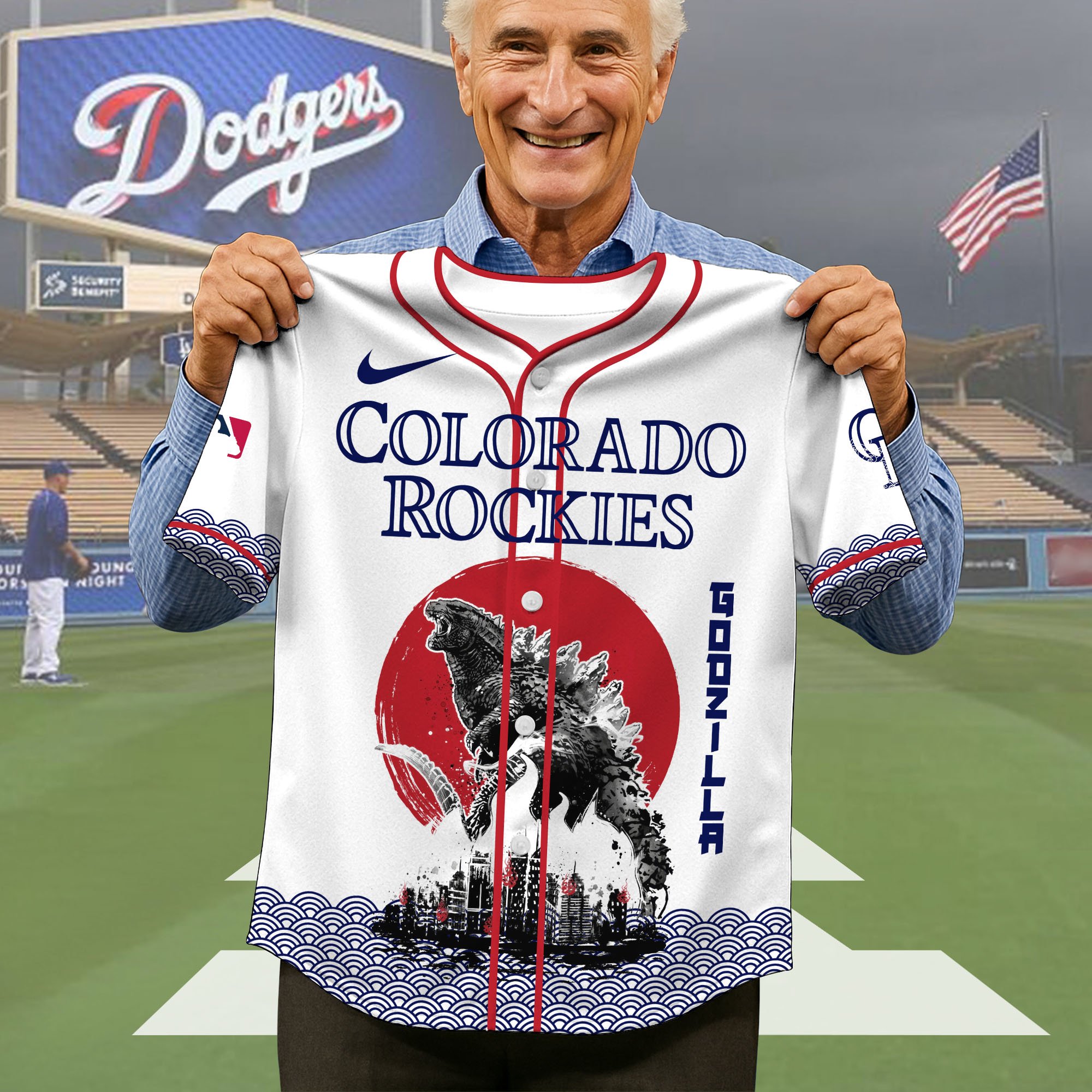 Alternative view of Colorado Rockies Baseball Shirt x Godzilla, Baseball Jersey Editions Limited 2025, Sport Team Shirts, Sport Gifts ETRG-05082177