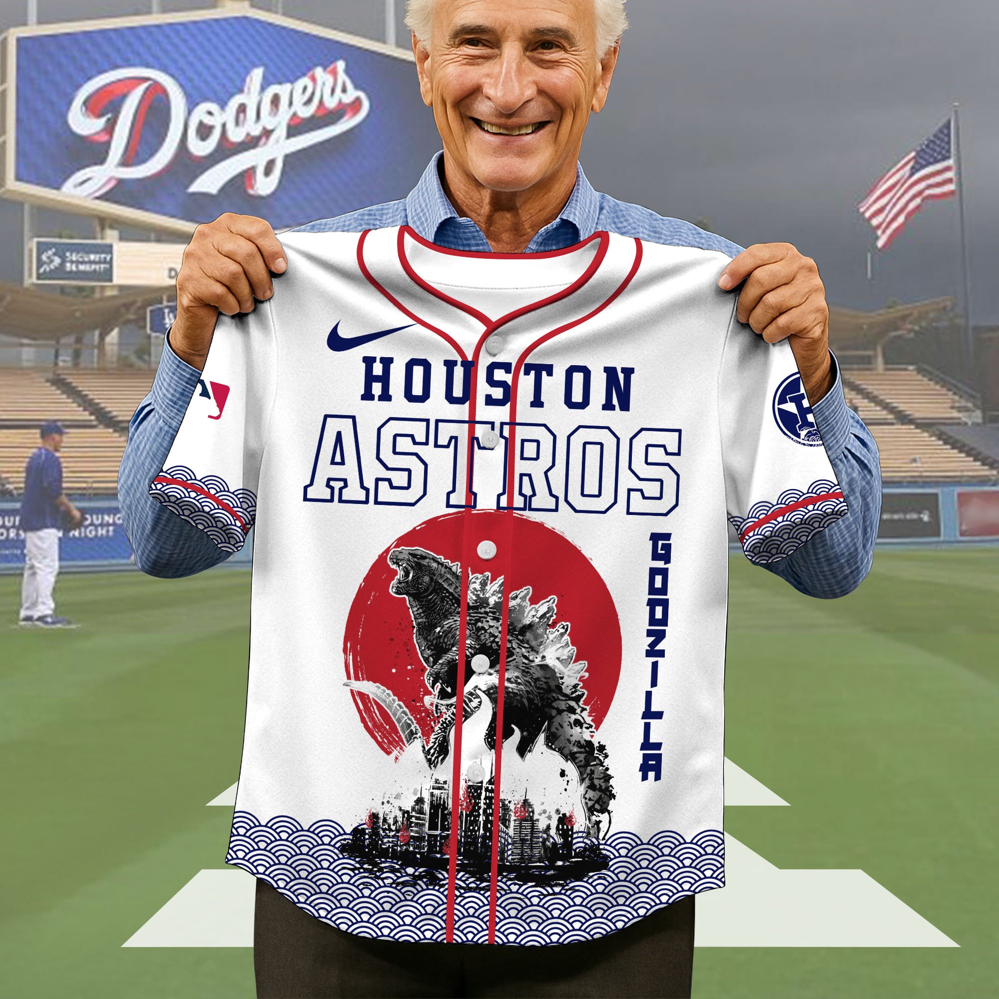 Alternative view of Houston Astros Baseball Shirt x Godzilla, Baseball Jersey Editions Limited 2025, Sport Team Shirts, Sport Gifts ETRG-05082177