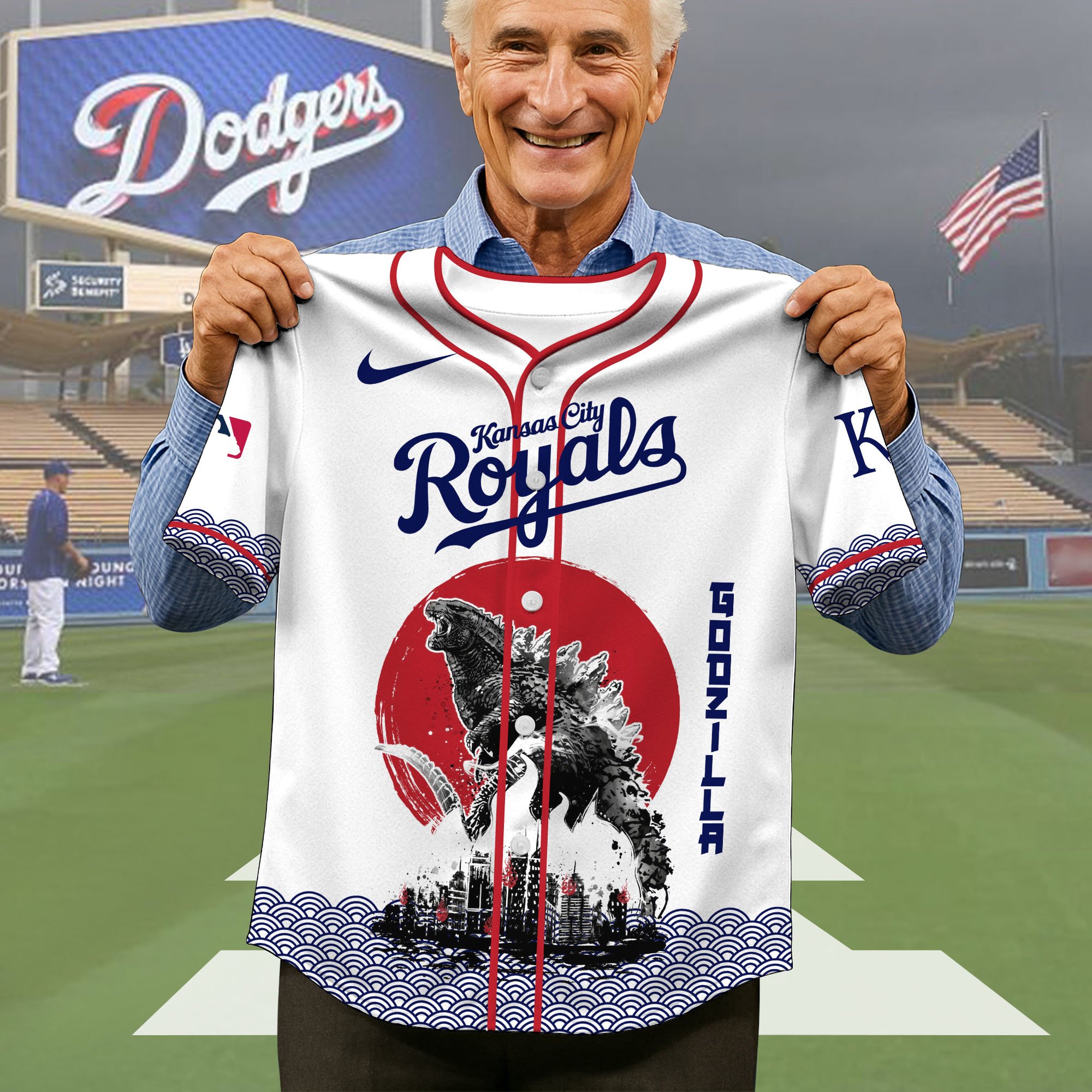 Alternative view of Kansas City Royals Baseball Shirt x Godzilla, Baseball Jersey Editions Limited 2025, Sport Team Shirts, Sport Gifts ETRG-05082177