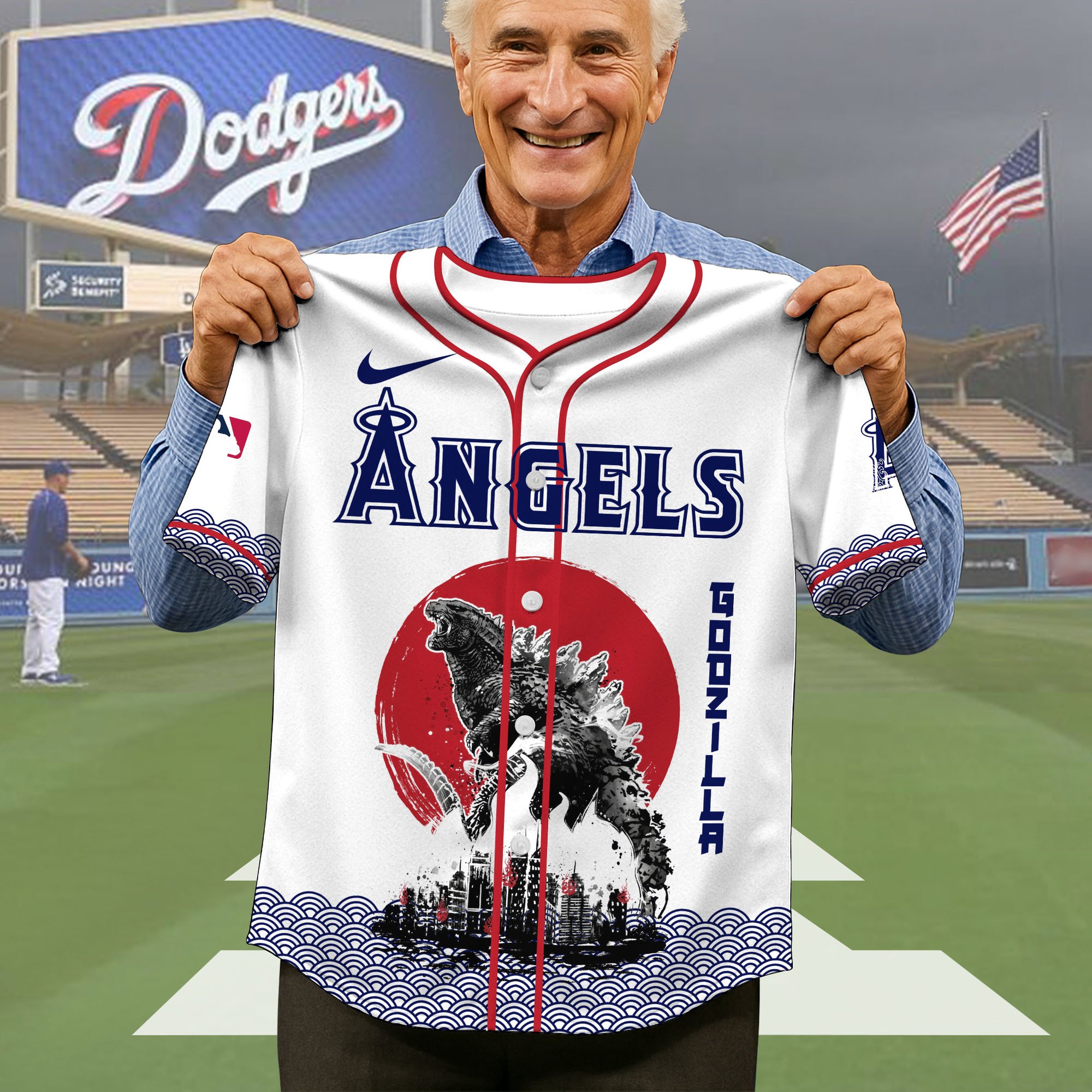 Alternative view of Los Angeles Angels Baseball Shirt x Godzilla, Baseball Jersey Editions Limited 2025, Sport Team Shirts, Sport Gifts ETRG-05082177