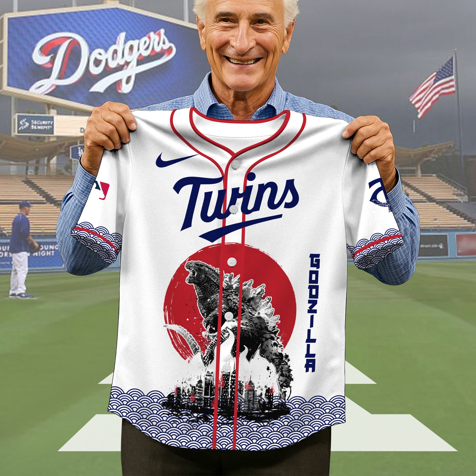 Alternative view of Minnesota Twins Baseball Shirt x Godzilla, Baseball Jersey Editions Limited 2025, Sport Team Shirts, Sport Gifts ETRG-05082177