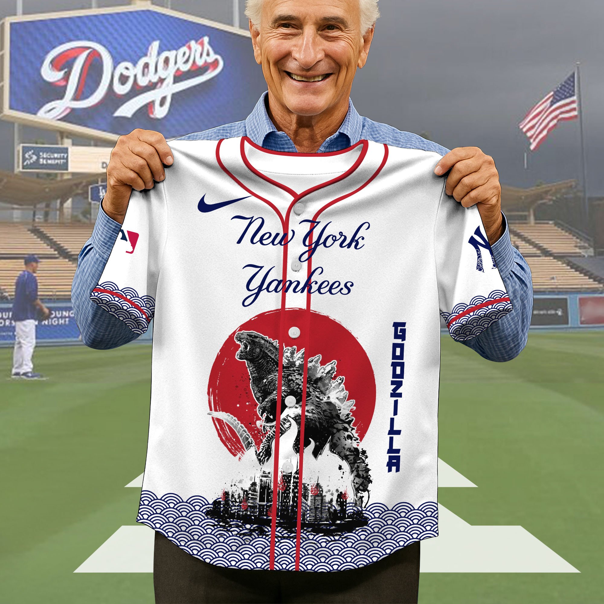 Alternative view of New York Yankees Baseball Shirt x Godzilla, Baseball Jersey Editions Limited 2025, Sport Team Shirts, Sport Gifts ETRG-05082177