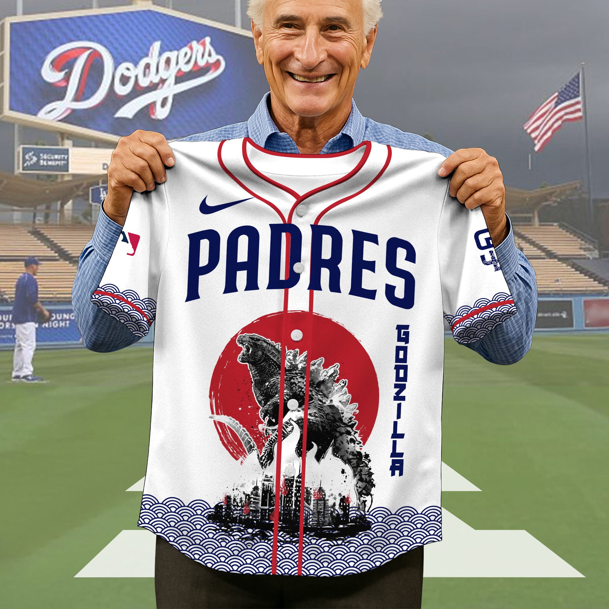 Alternative view of San Diego Padres Baseball Shirt x Godzilla, Baseball Jersey Editions Limited 2025, Sport Team Shirts, Sport Gifts ETRG-05082177